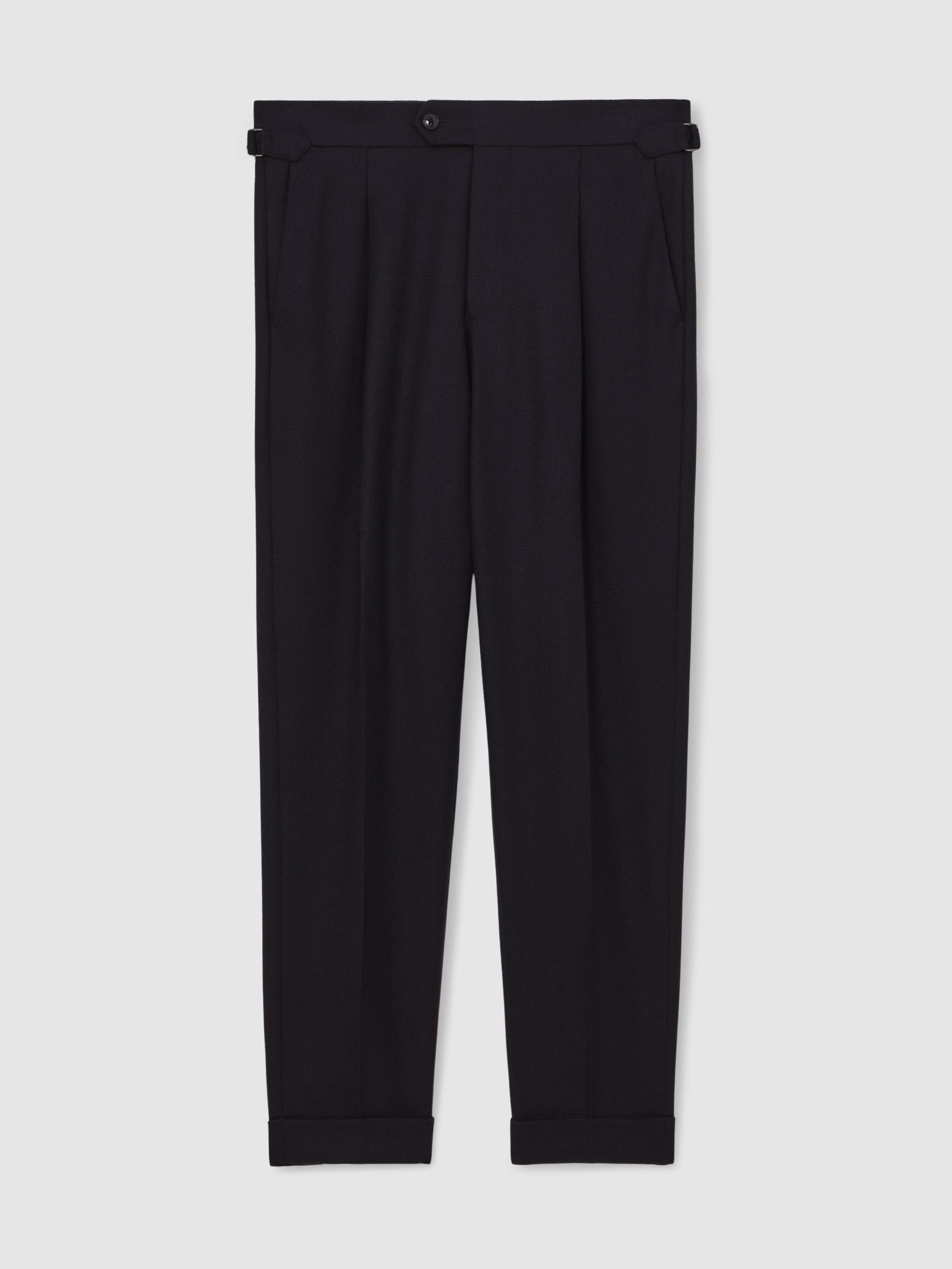 Wool-Blend Tailored-Fit Cuffed Trousers in Navy - image 1