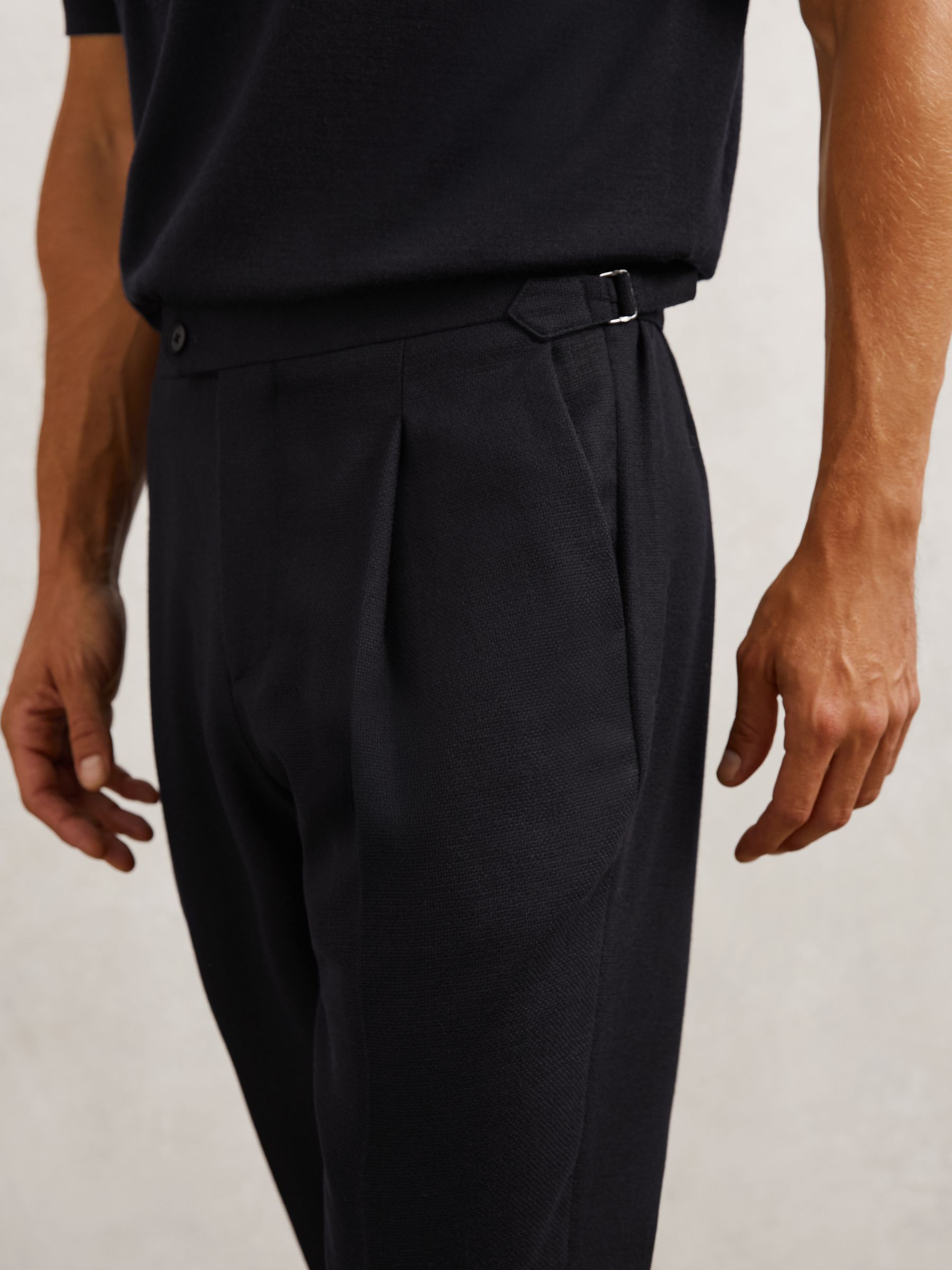 Wool-Blend Tailored-Fit Cuffed Trousers in Navy - image 3