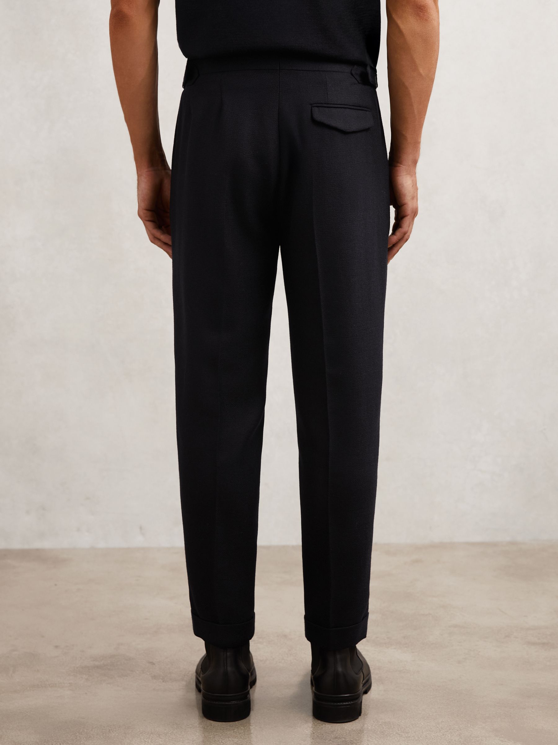 Wool-Blend Tailored-Fit Cuffed Trousers in Navy - image 5