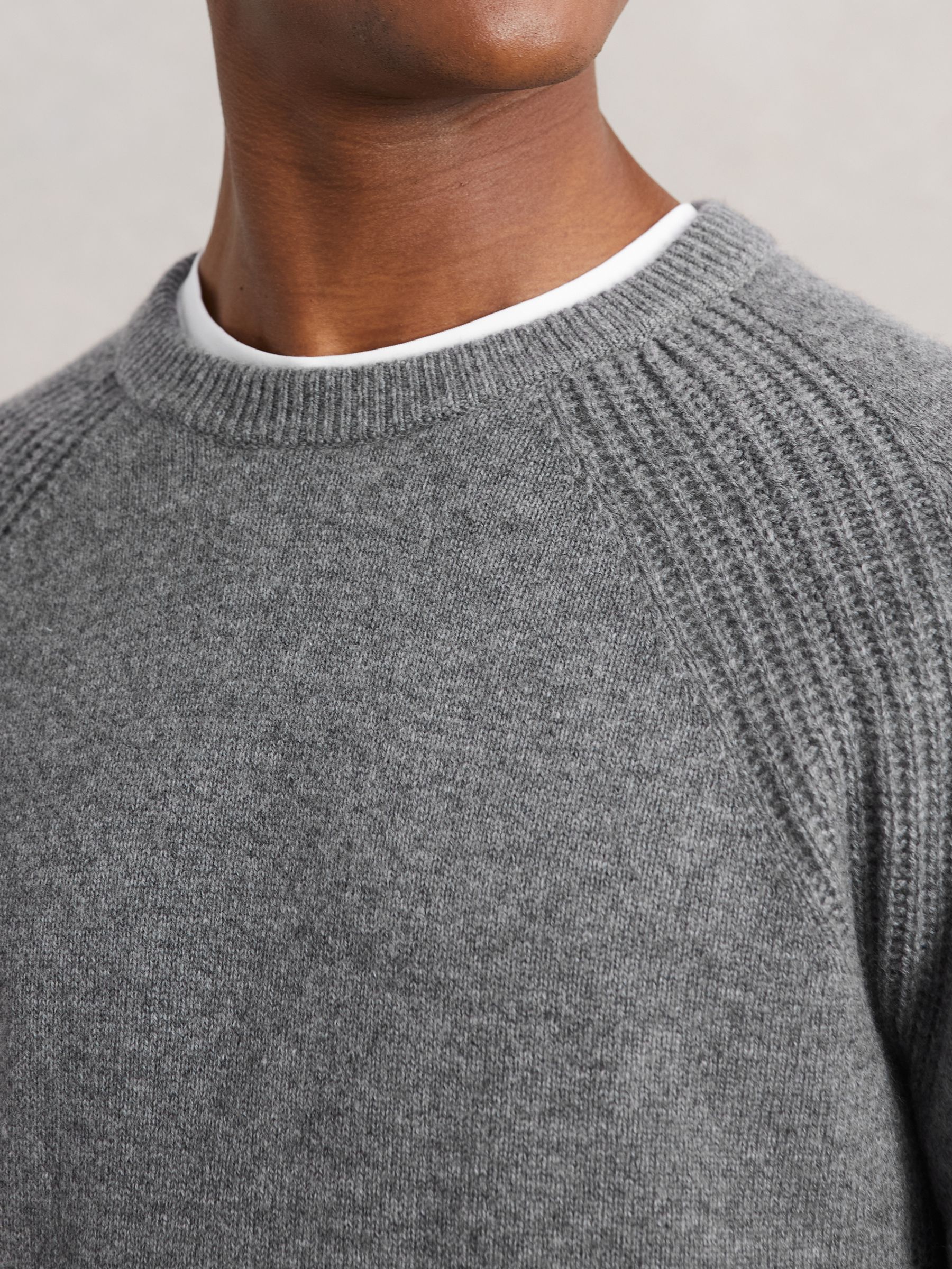 Wool-Cashmere Reverse-Seam Jumper in Mid Grey Melange - Image 3 of 6