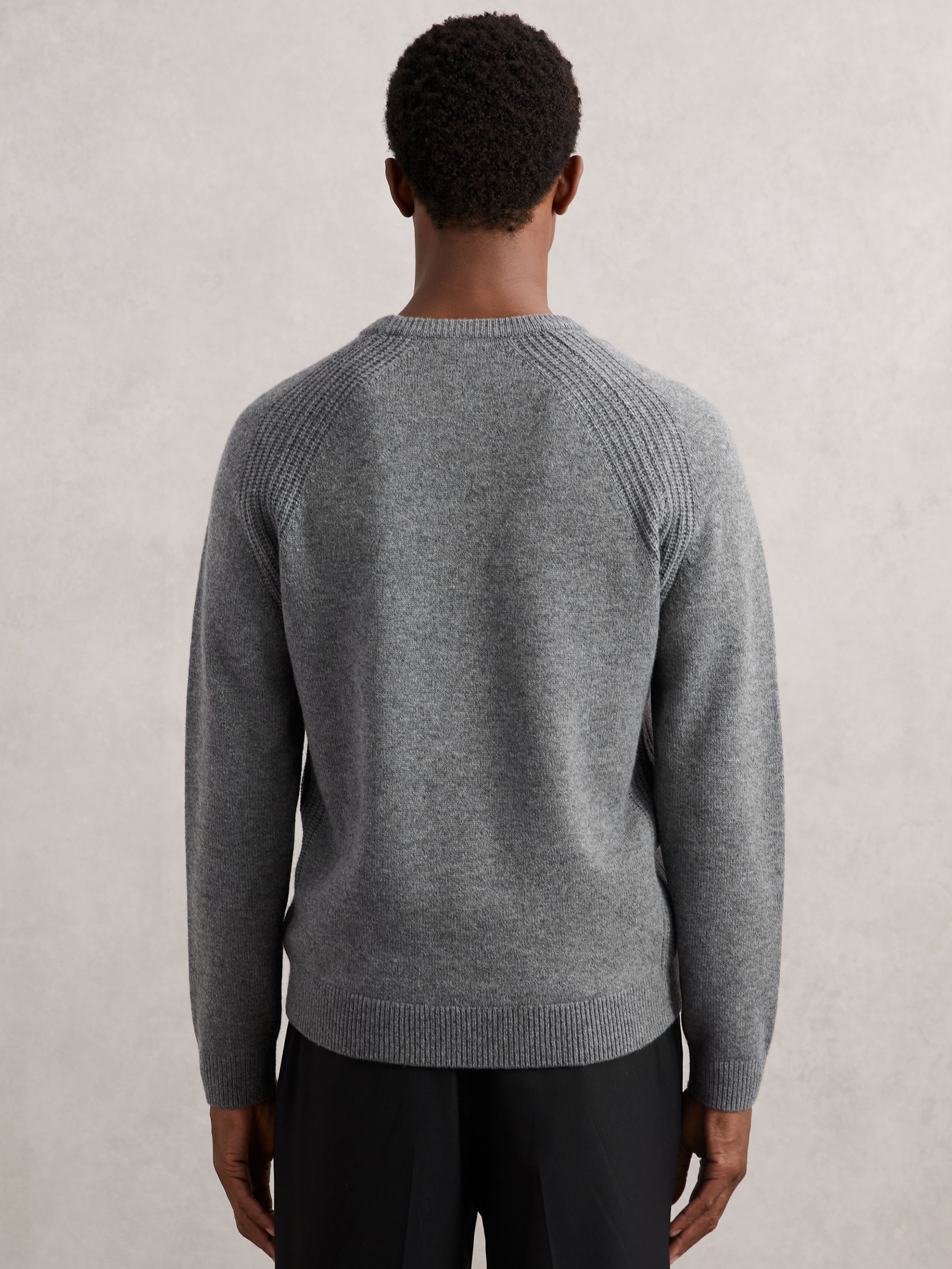 Wool-Cashmere Reverse-Seam Jumper in Mid Grey Melange - Image 5 of 6