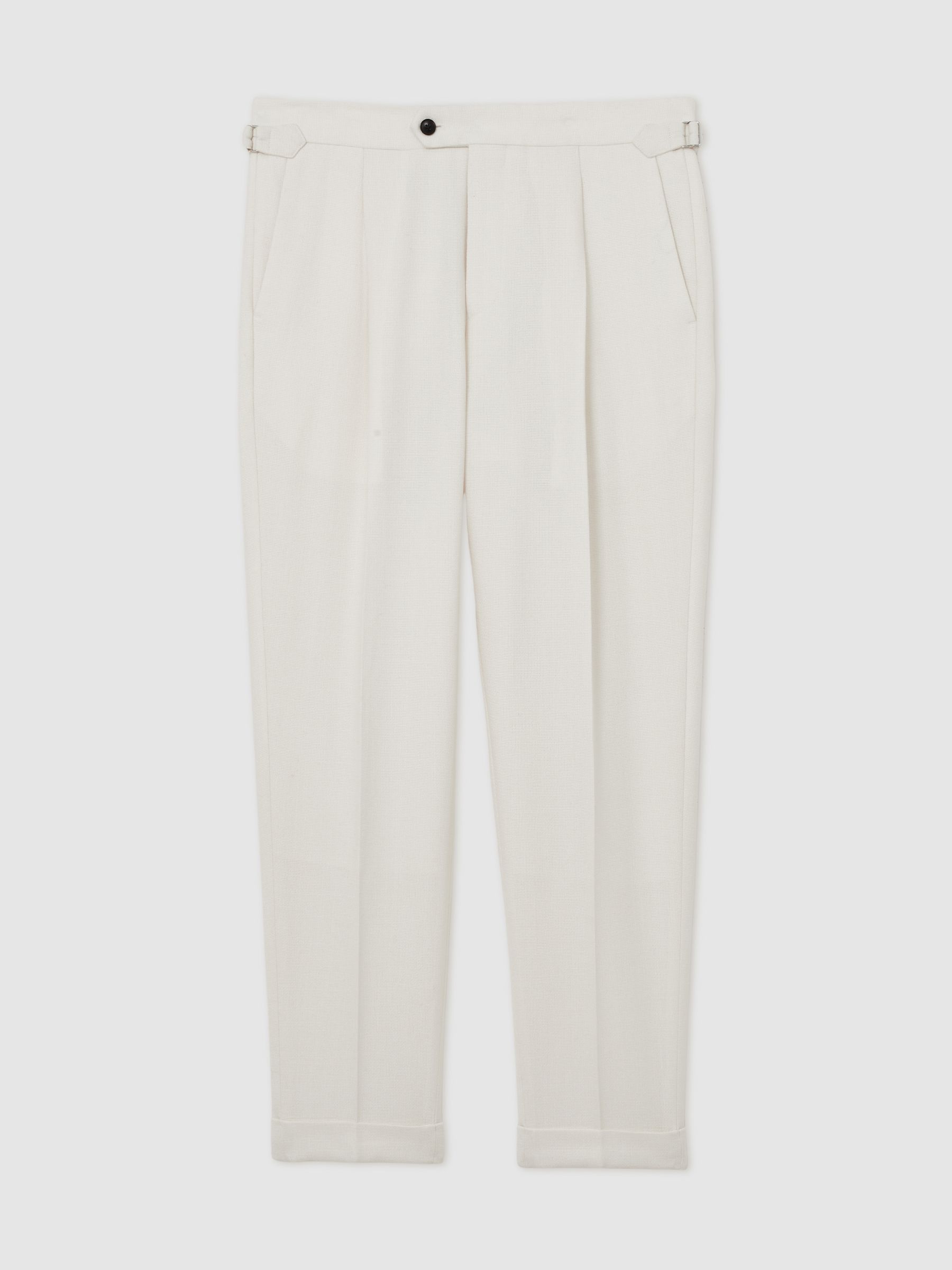 Wool-Blend Tailored-Fit Cuffed Trousers in White - image 1
