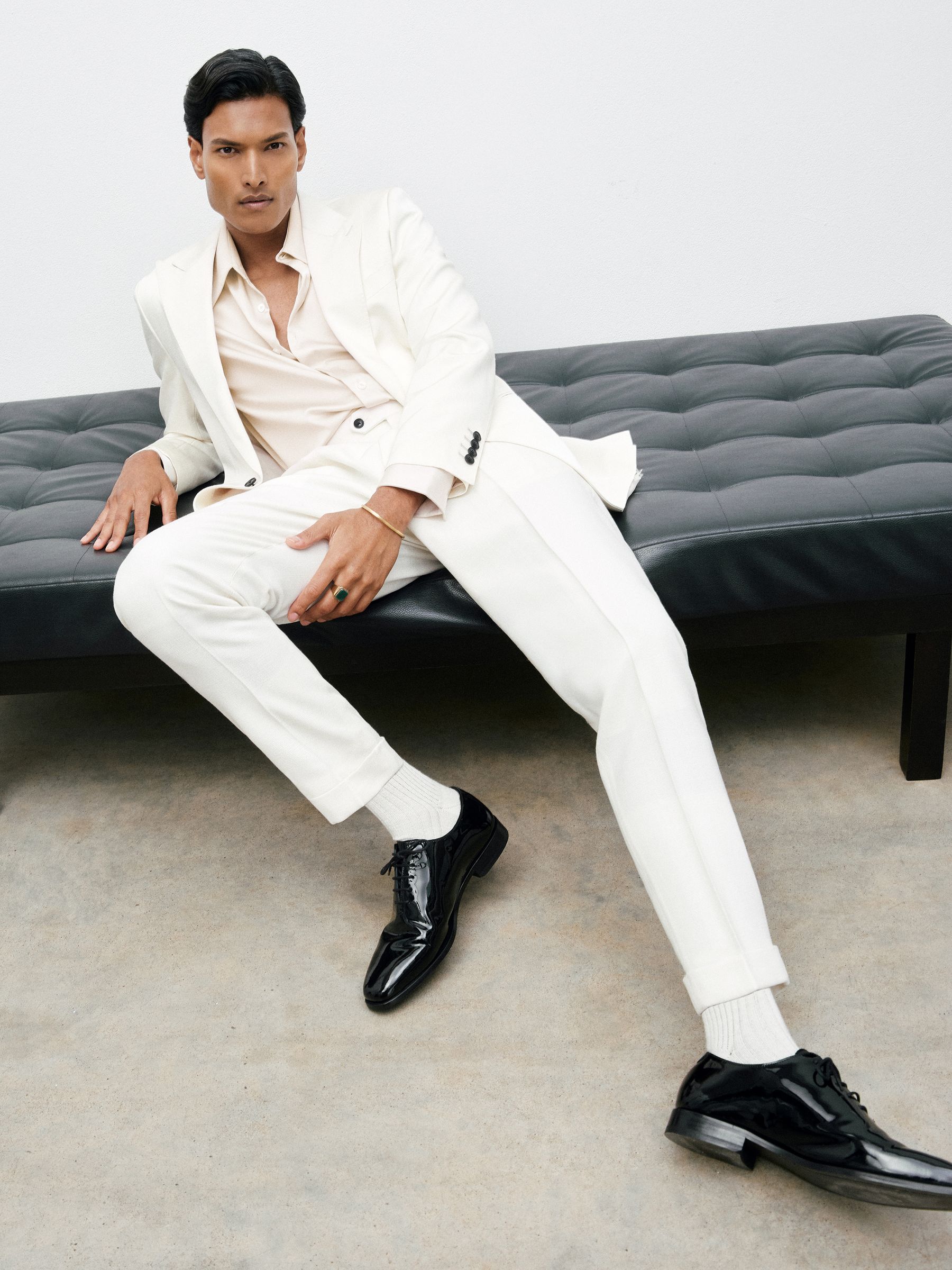 Wool-Blend Tailored-Fit Cuffed Trousers in White - Image 3 of 10