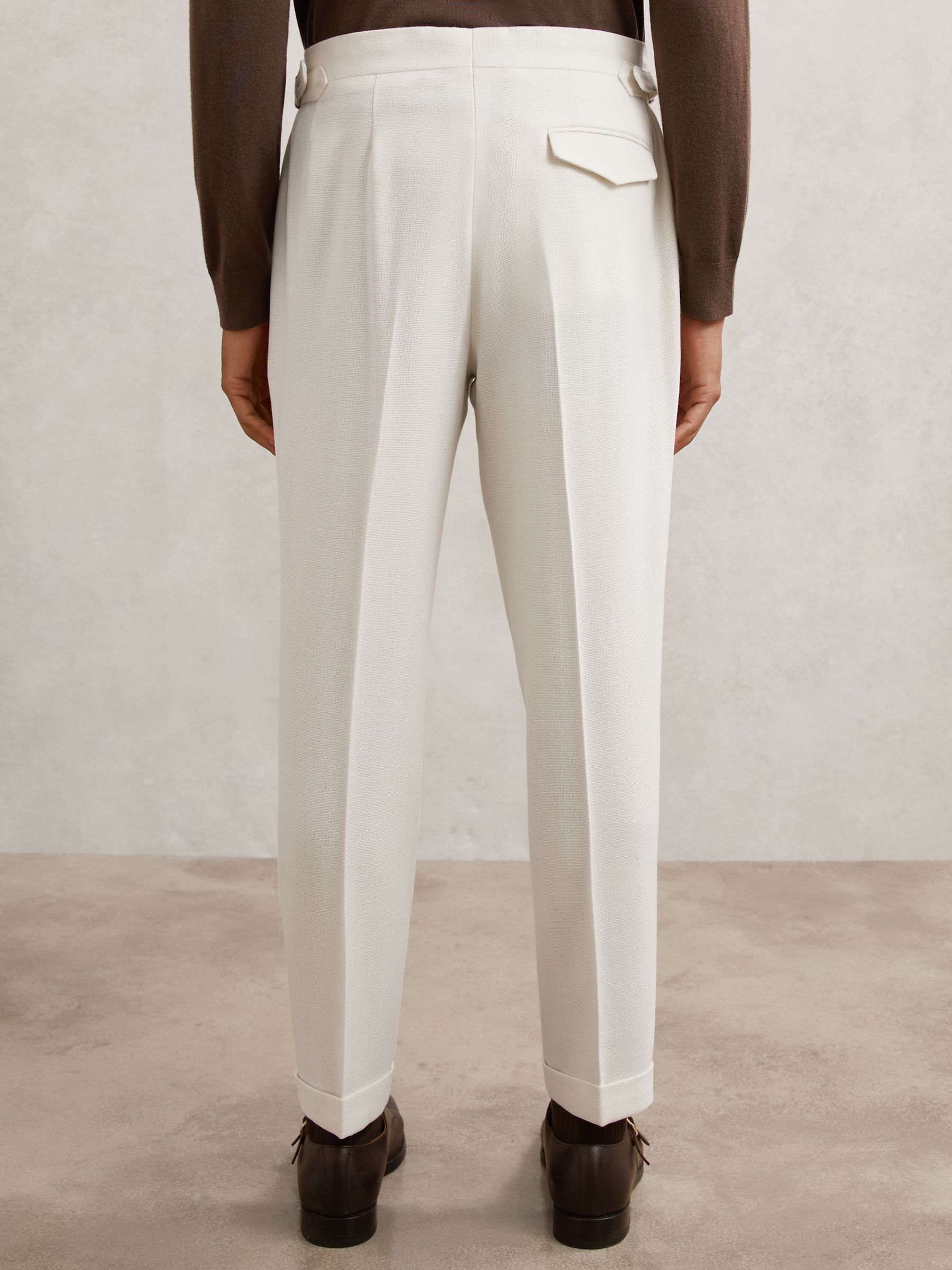 Wool-Blend Tailored-Fit Cuffed Trousers in White - image 2
