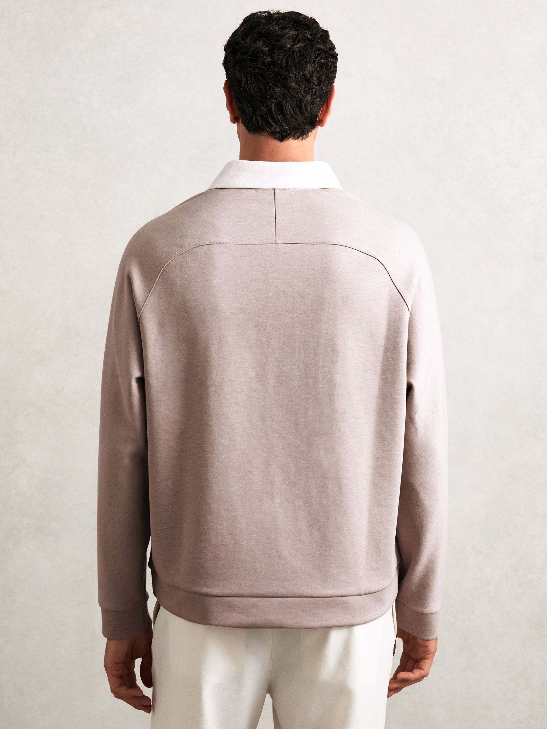 Colour Block Rugby Shirt in Oatmeal/White - image 4