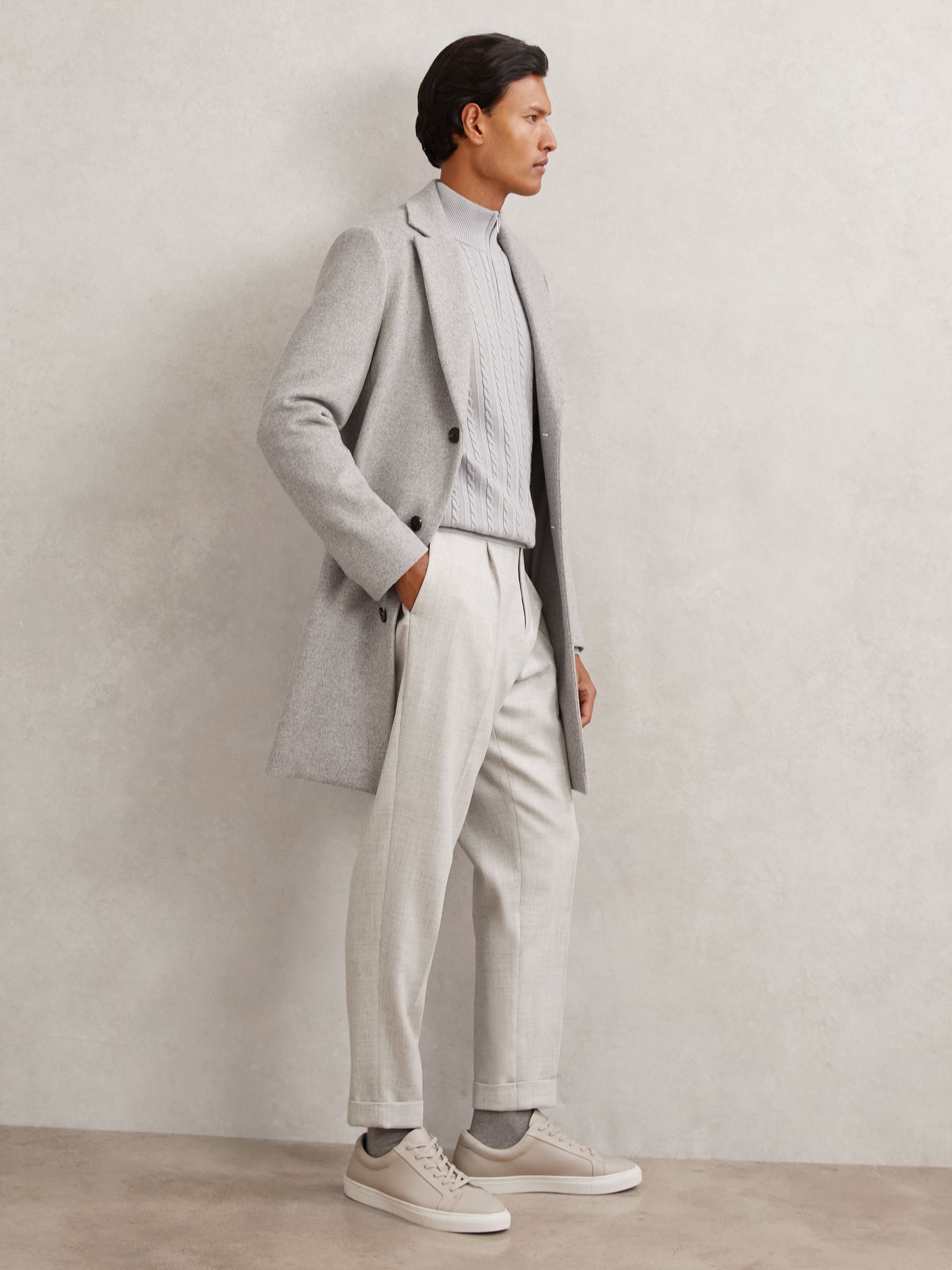Wool-blend Tailored-fit Cuffed Trousers