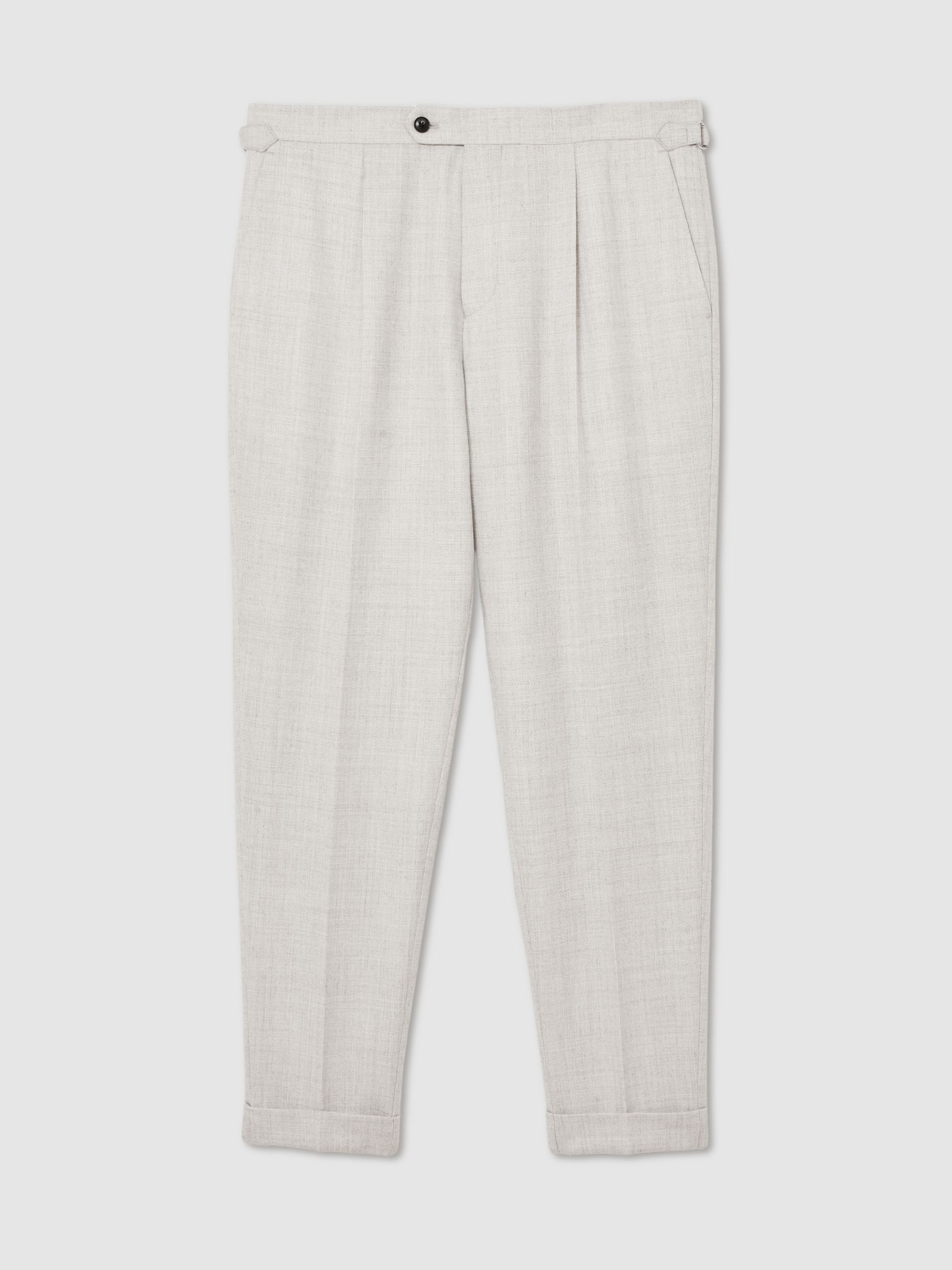 Wool-Blend Tailored-Fit Cuffed Trousers in Soft Grey - image 1