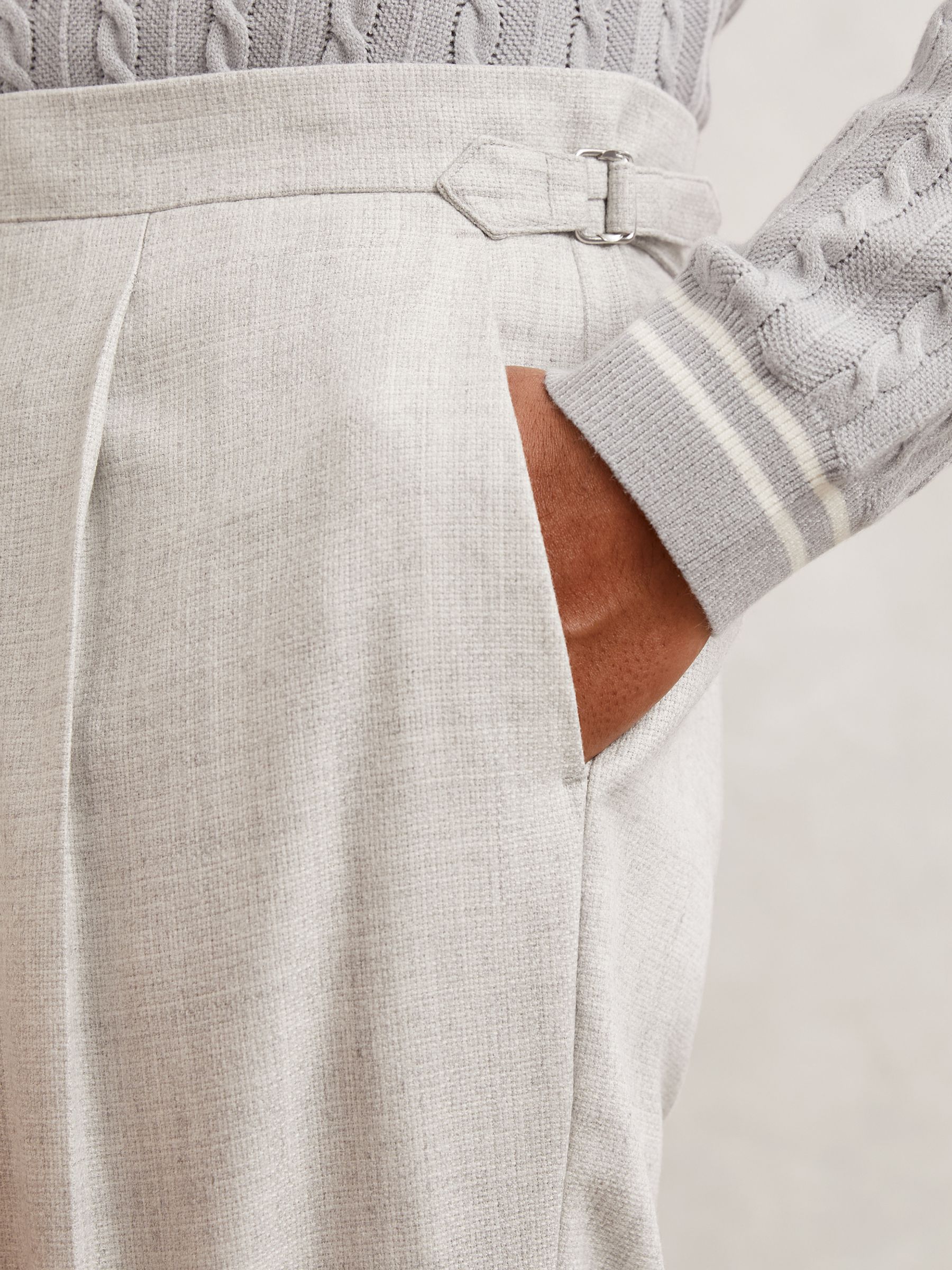 Wool-Blend Tailored-Fit Cuffed Trousers in Soft Grey - image 4