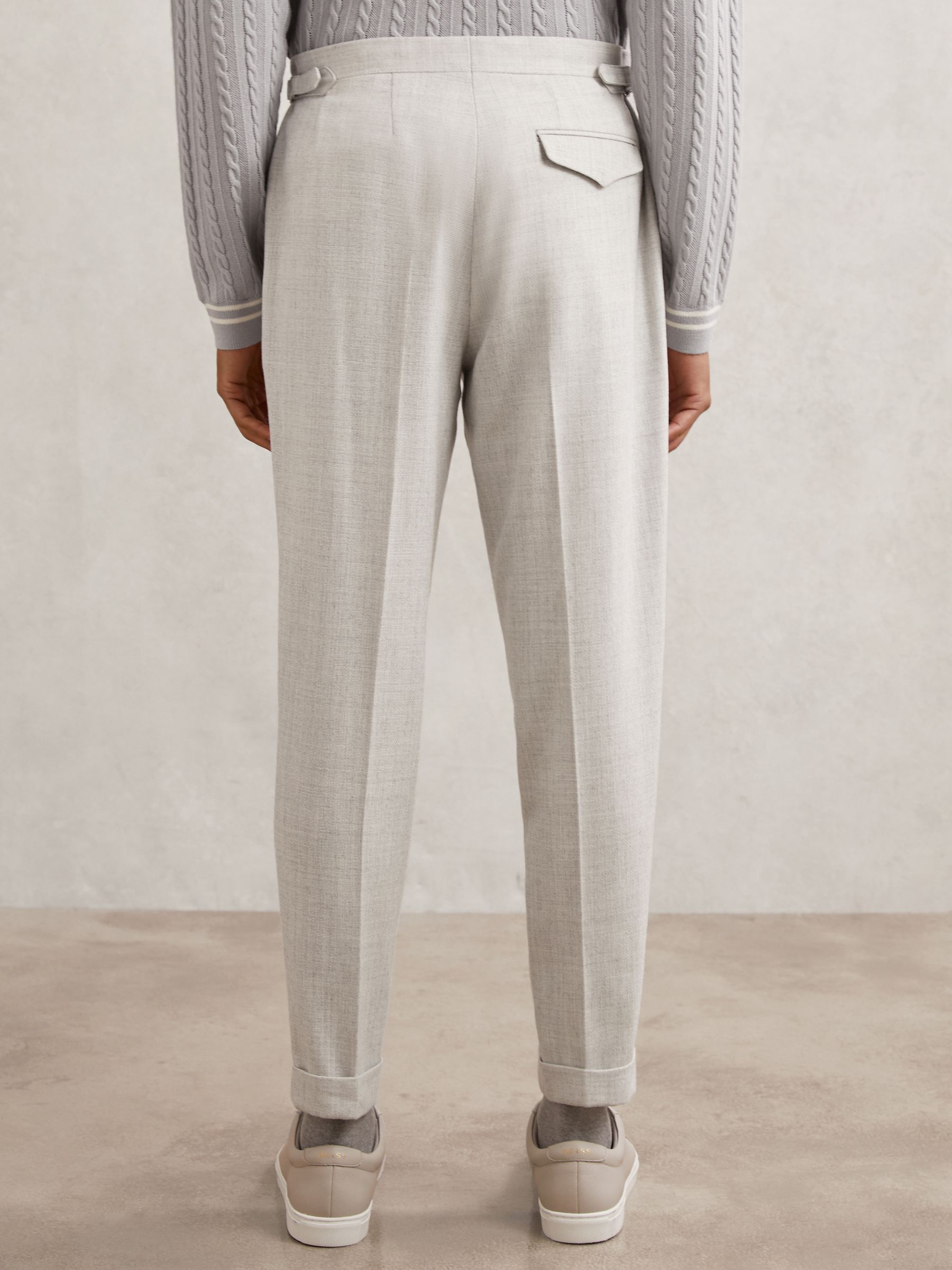 Wool-Blend Tailored-Fit Cuffed Trousers in Soft Grey - image 5