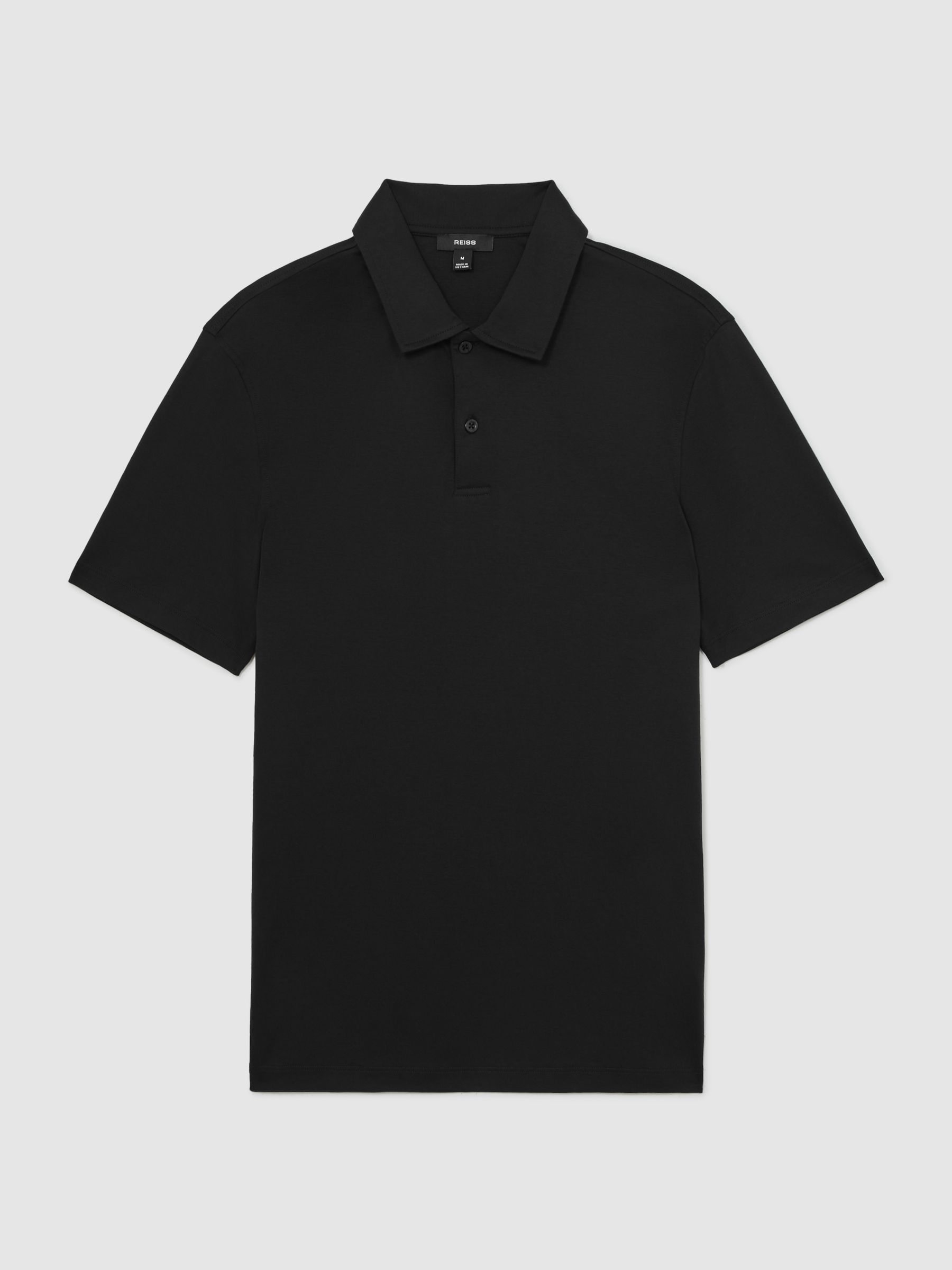 Air-Water Cotton Polo Shirt in Black - Image 2 of 6