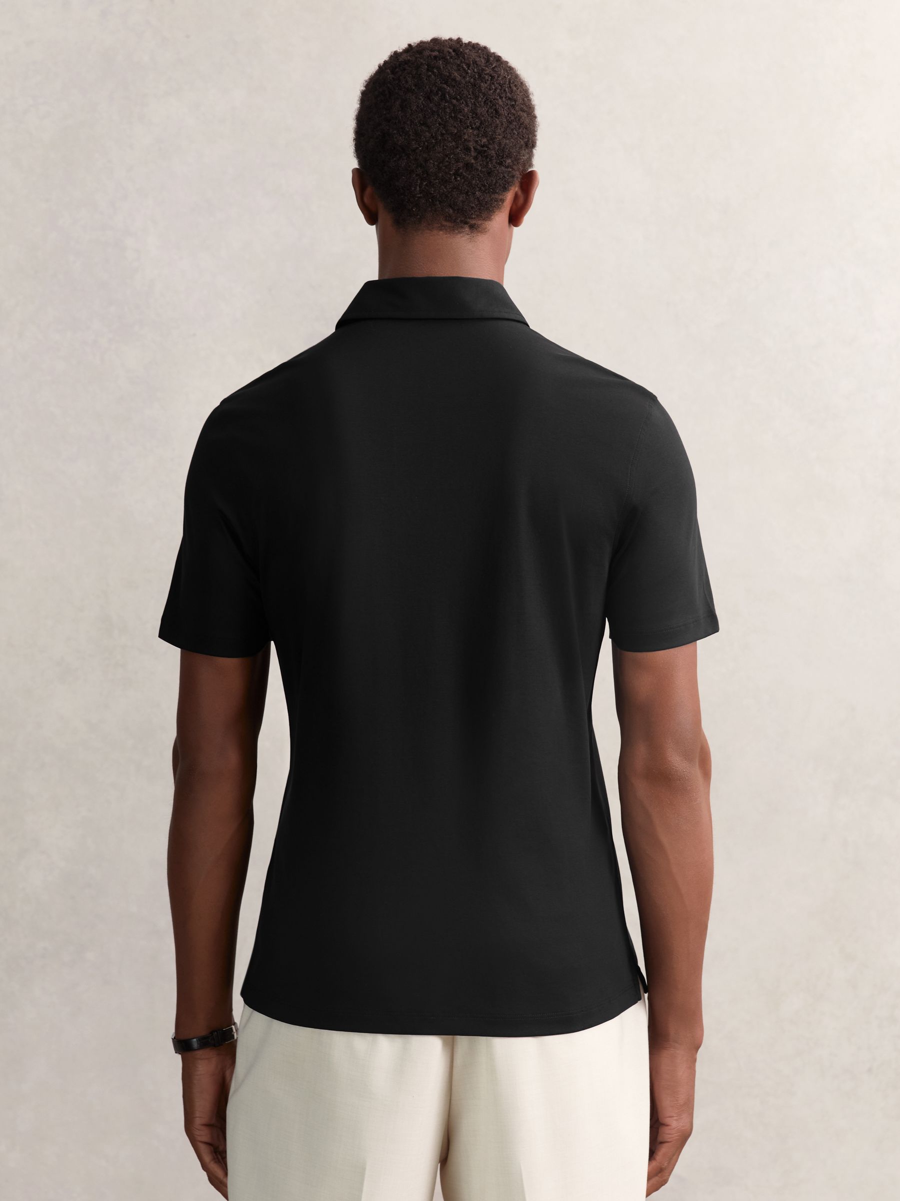 Air-Water Cotton Polo Shirt in Black - Image 5 of 6