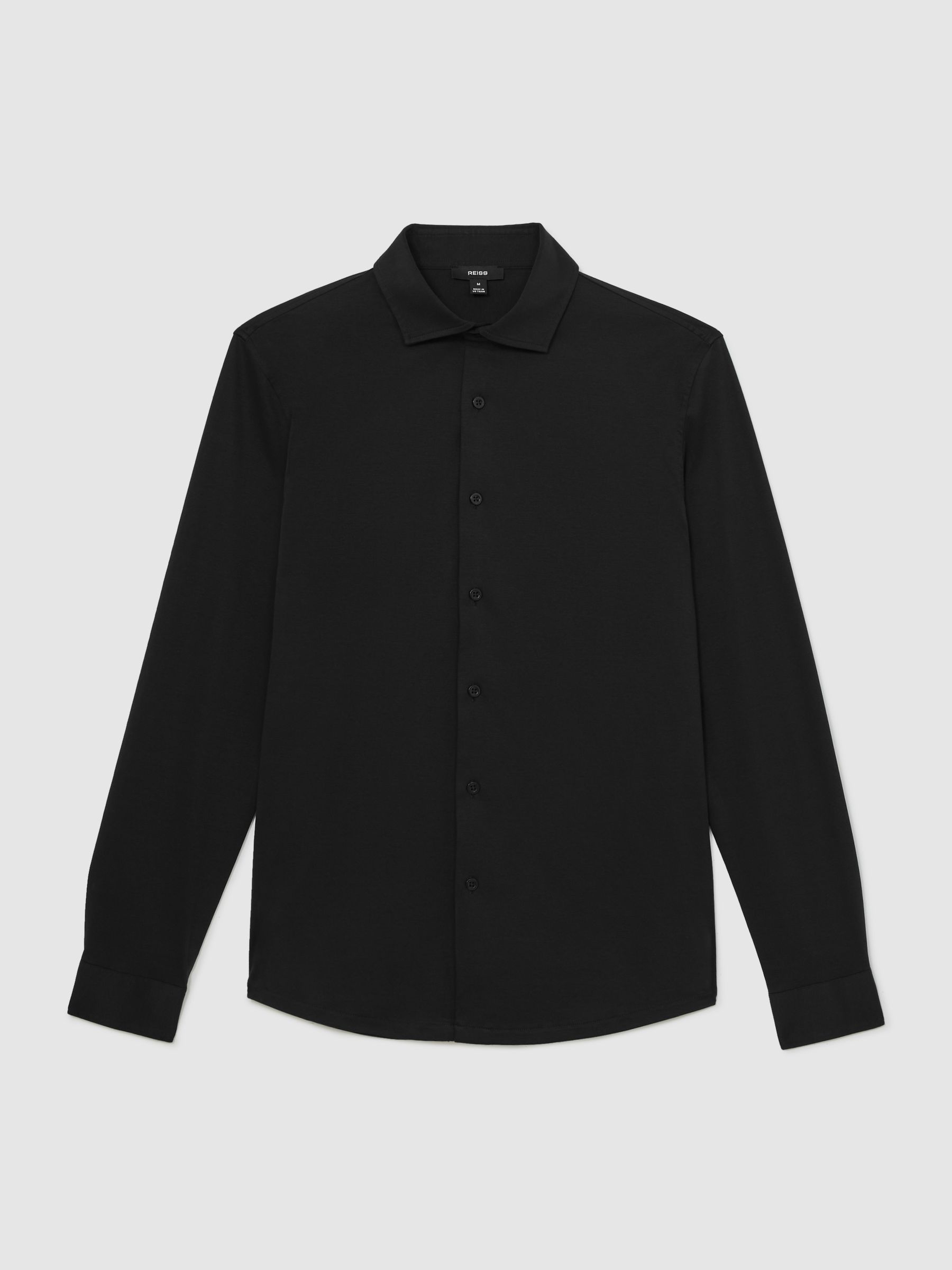 Air-Water Cotton Button-Through Shirt in Black - Image 2 of 7