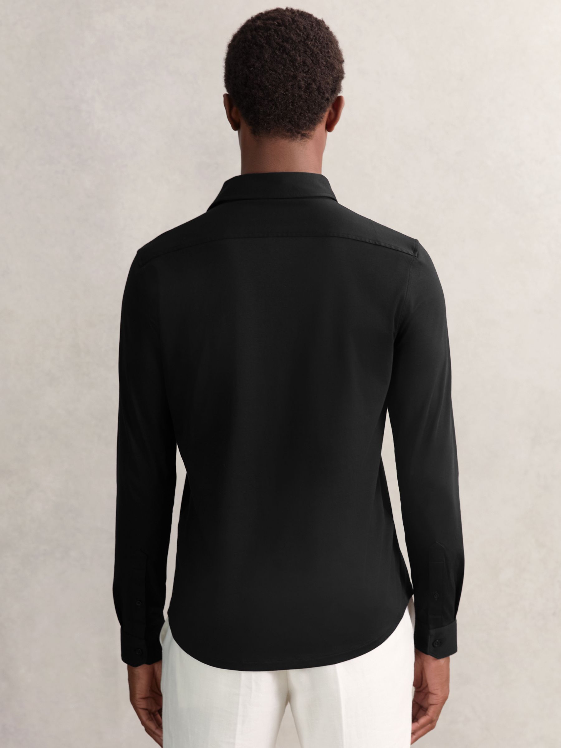 Air-Water Cotton Button-Through Shirt in Black - Image 6 of 7