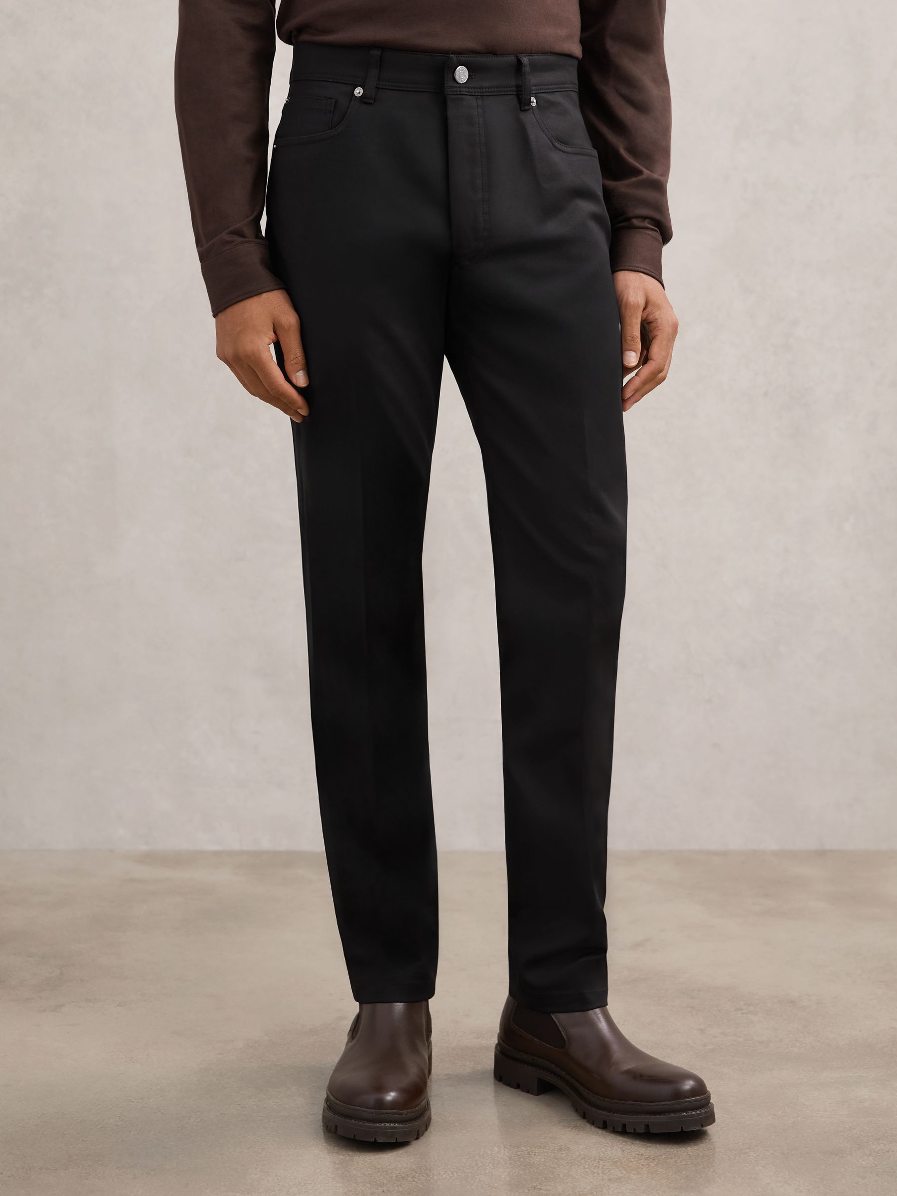 Slim-Fit Five-Pocket Trousers in Black - image 5