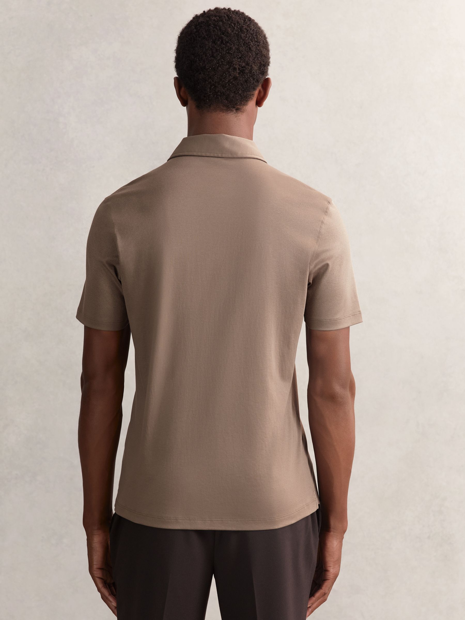 Air-Water Cotton Polo Shirt in Taupe Brown - Image 4 of 5