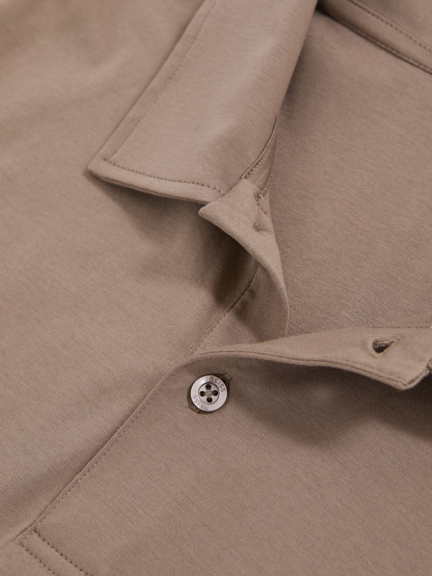 Air-Water Cotton Polo Shirt in Taupe Brown - Image 5 of 5