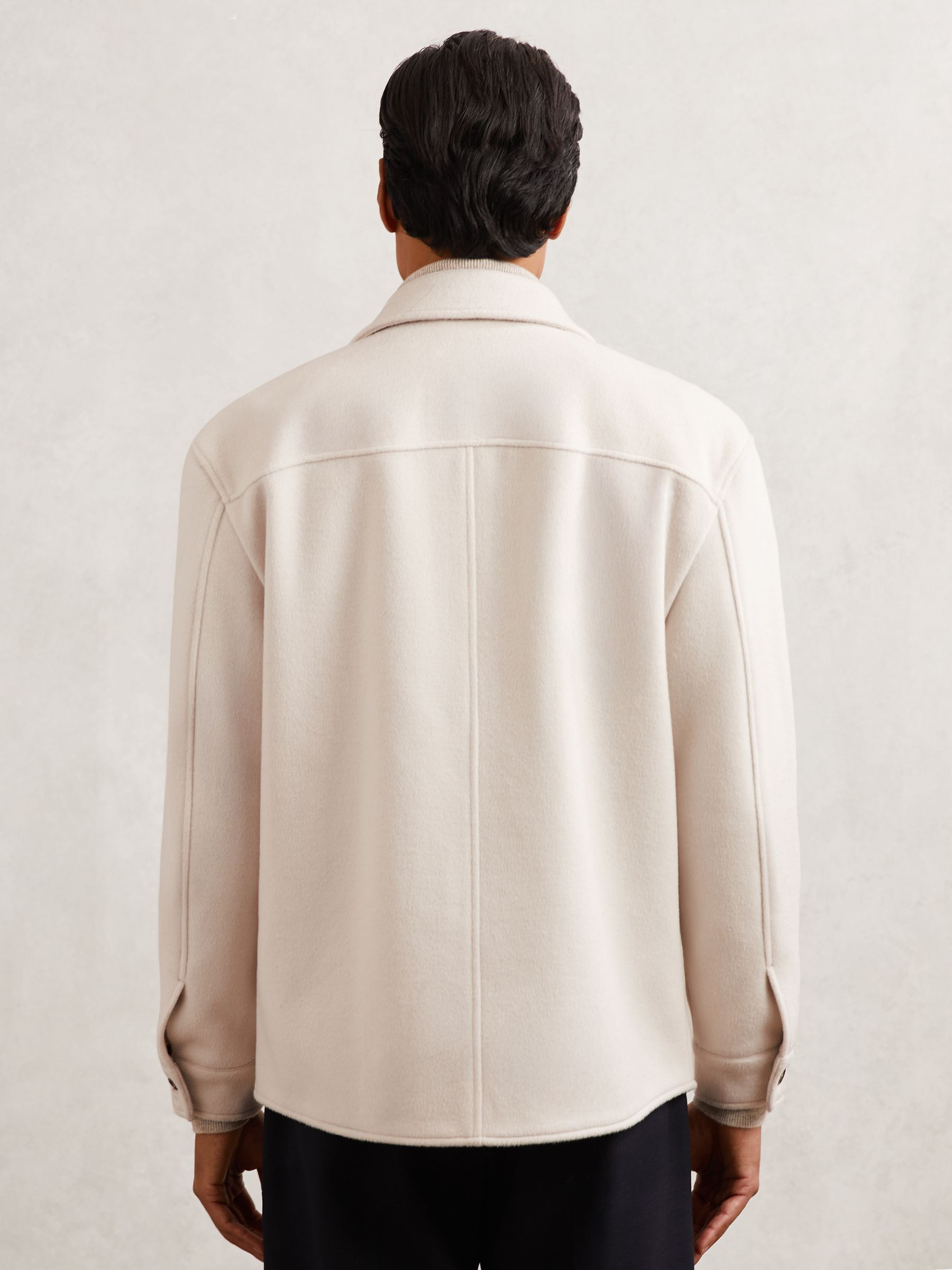 Wool-Blend Twin-Pocket Overshirt in Off White - image 3