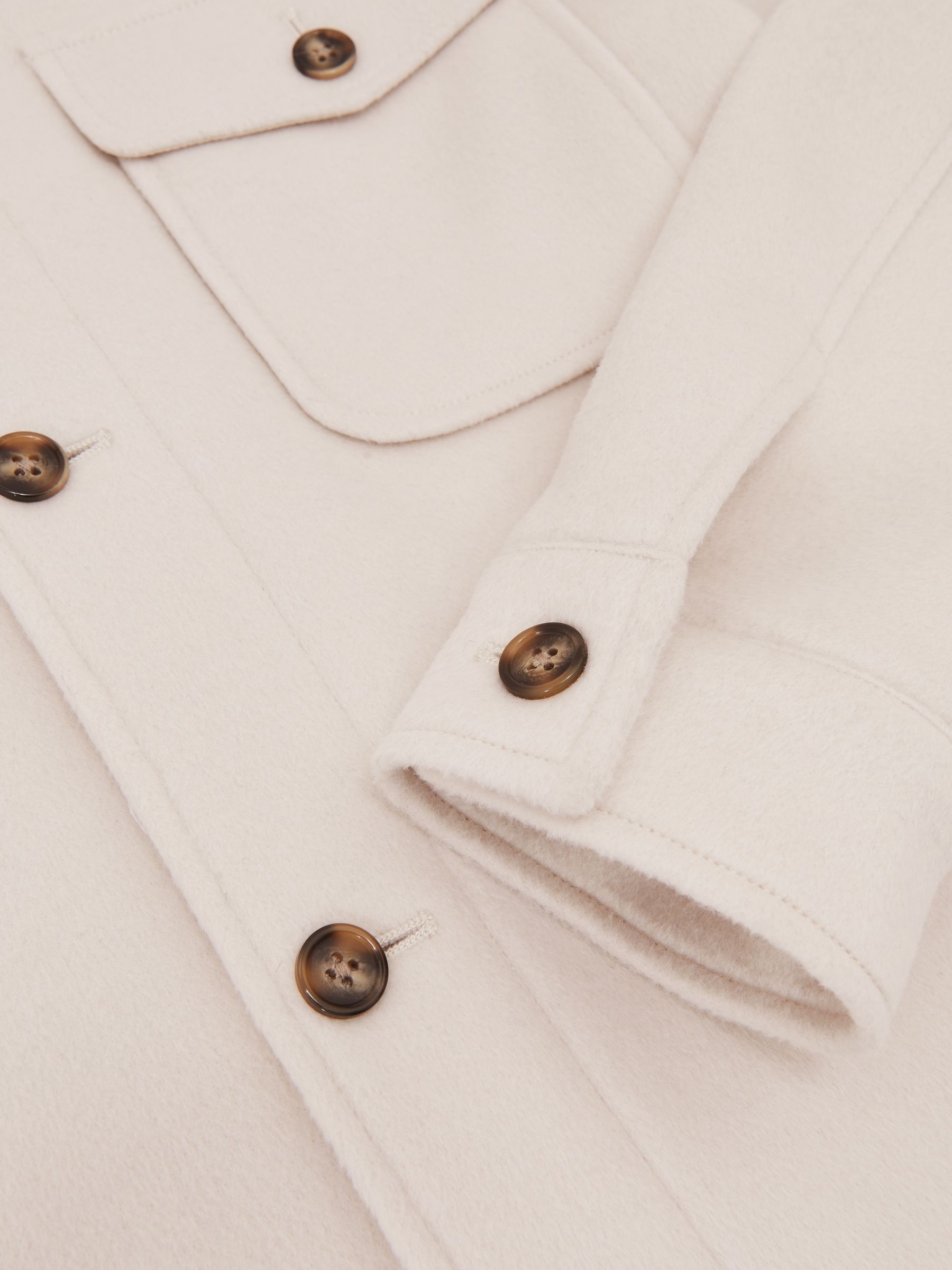 Wool-Blend Twin-Pocket Overshirt in Off White - image 4