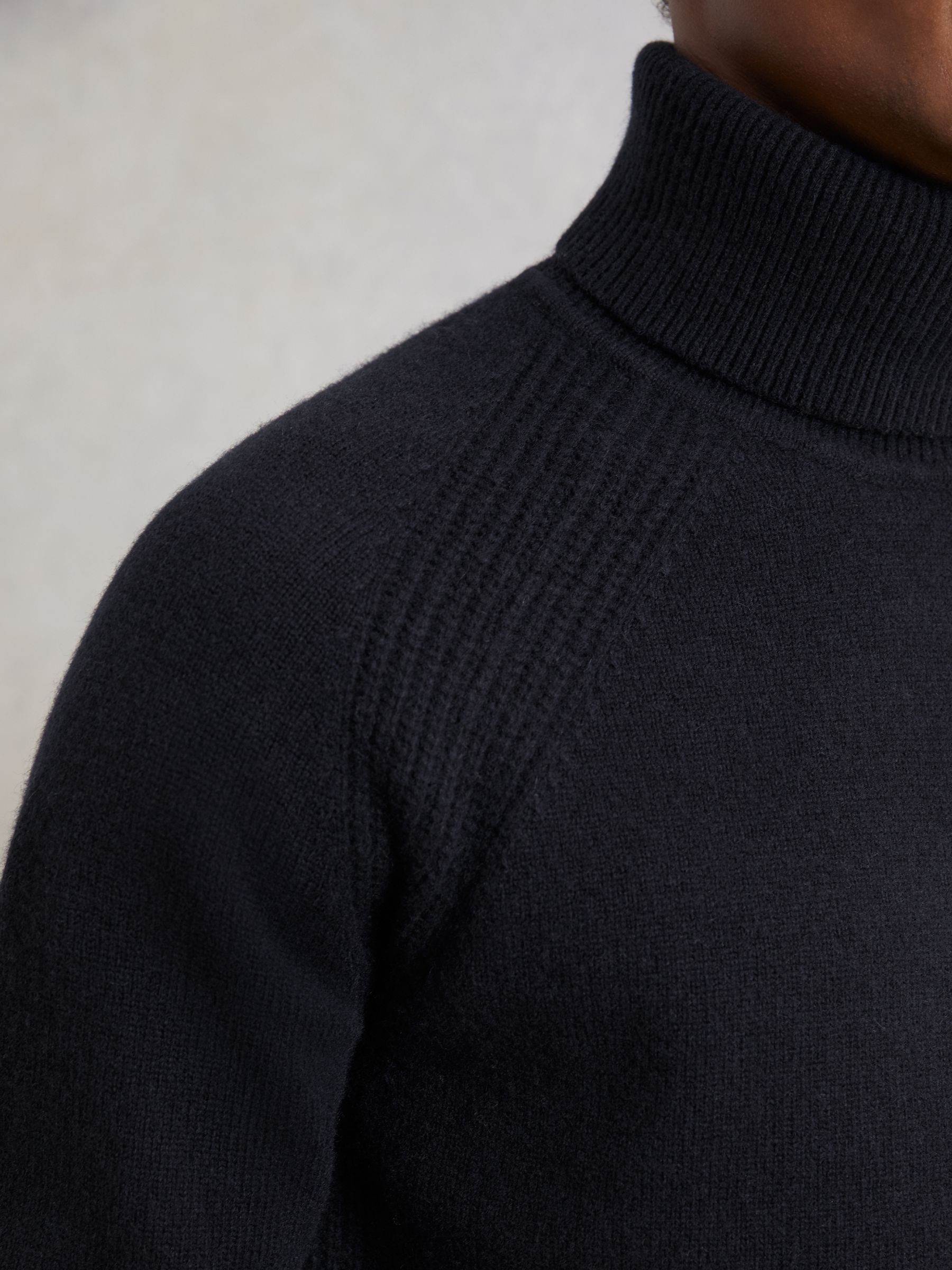 Wool-Cashmere Roll-Neck Jumper in Navy - Image 3 of 6