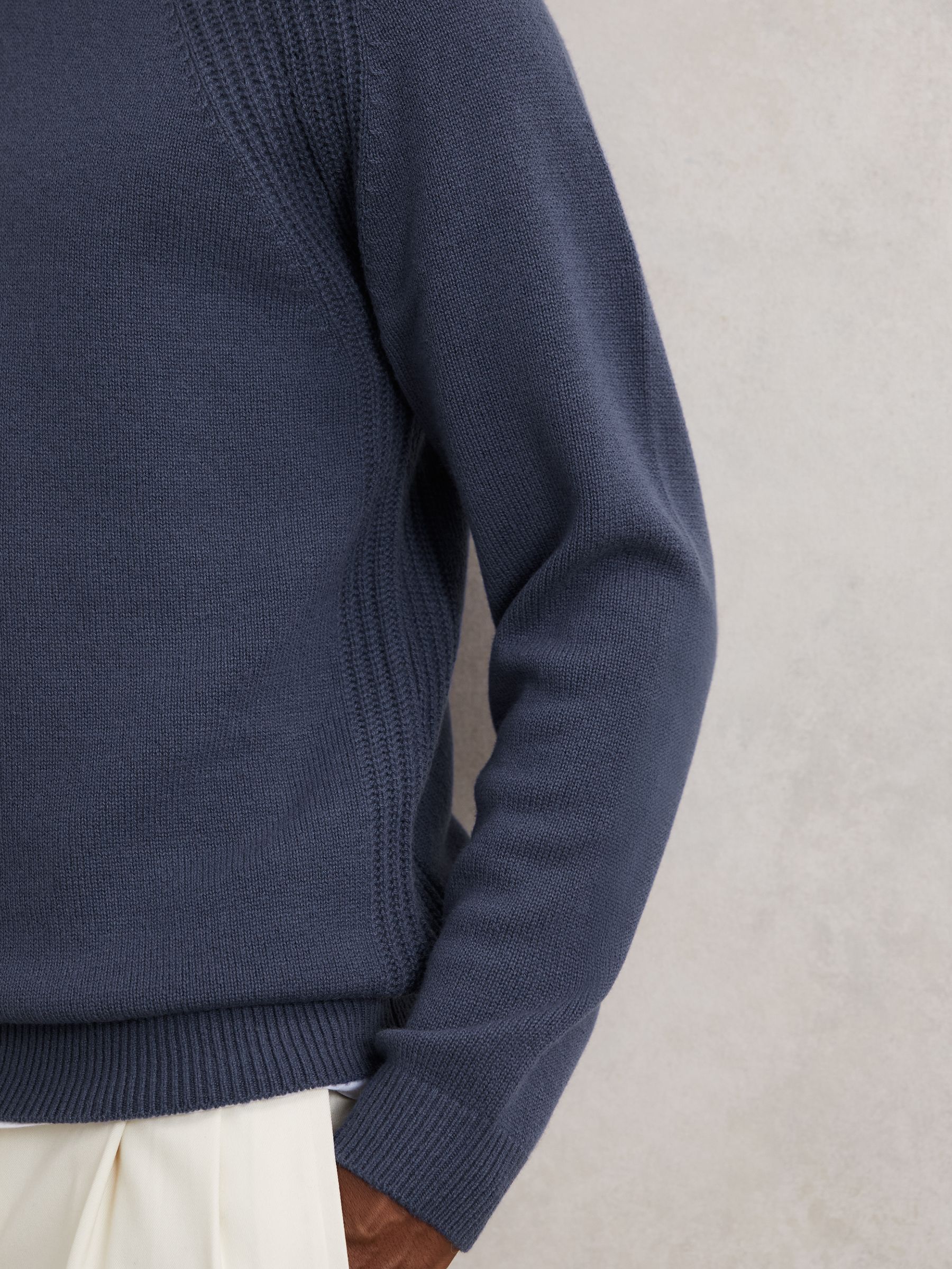Wool-Cashmere Reverse-Seam Jumper in Oceanic Blue - Image 3 of 6