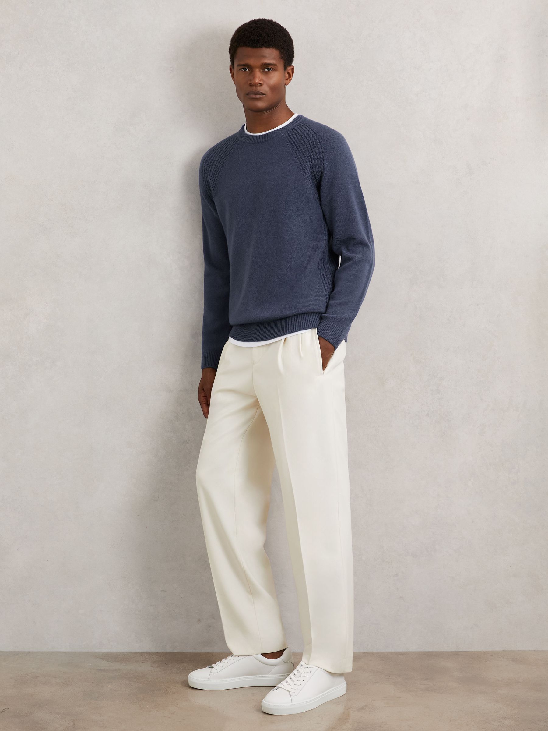 Wool-Cashmere Reverse-Seam Jumper in Oceanic Blue - Image 4 of 6