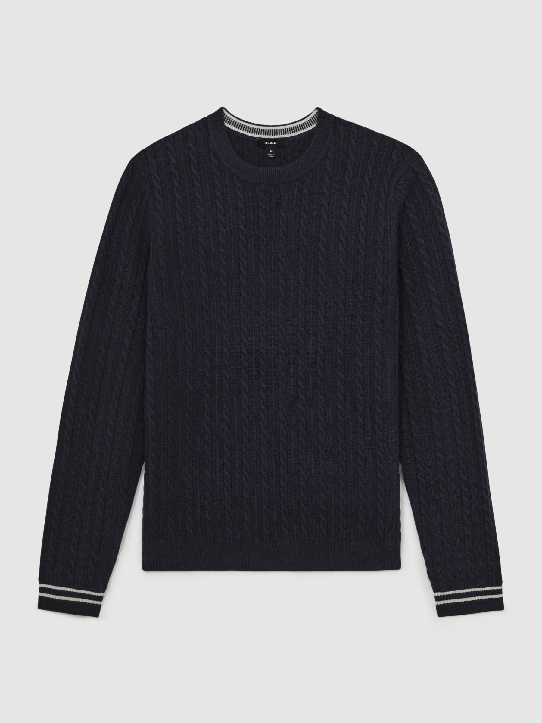 Cable-Knit Jumper With Wool in Midnight Navy - Image 2 of 6