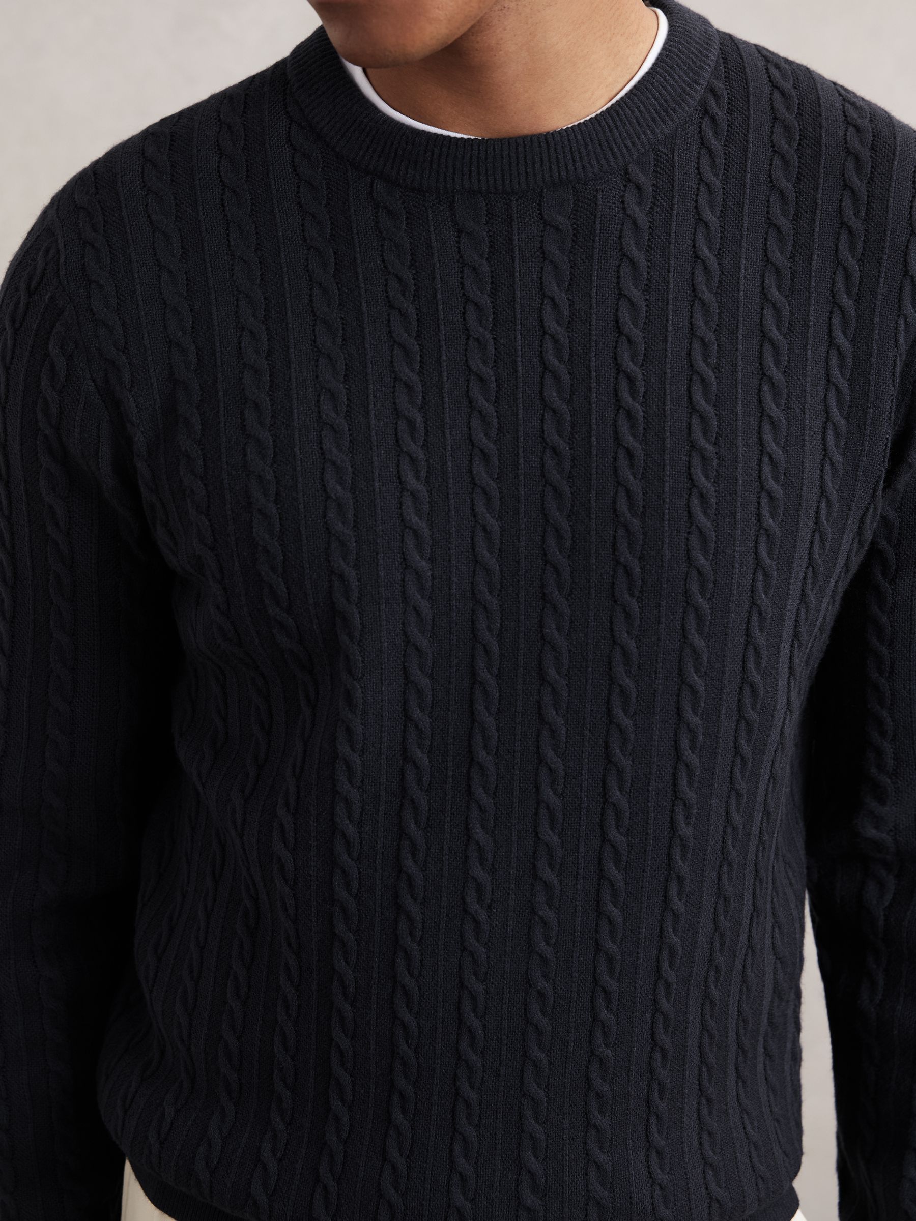 Cable-Knit Jumper With Wool in Midnight Navy - Image 3 of 6