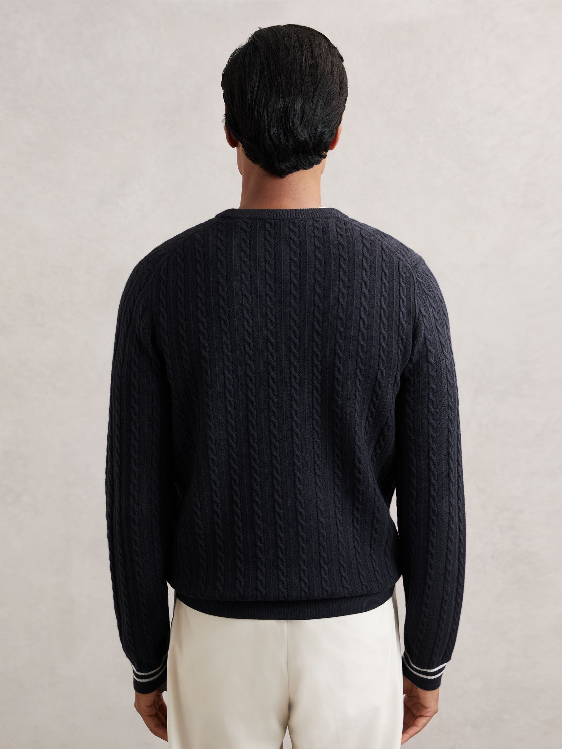 Cable-Knit Jumper With Wool in Midnight Navy - Image 5 of 6