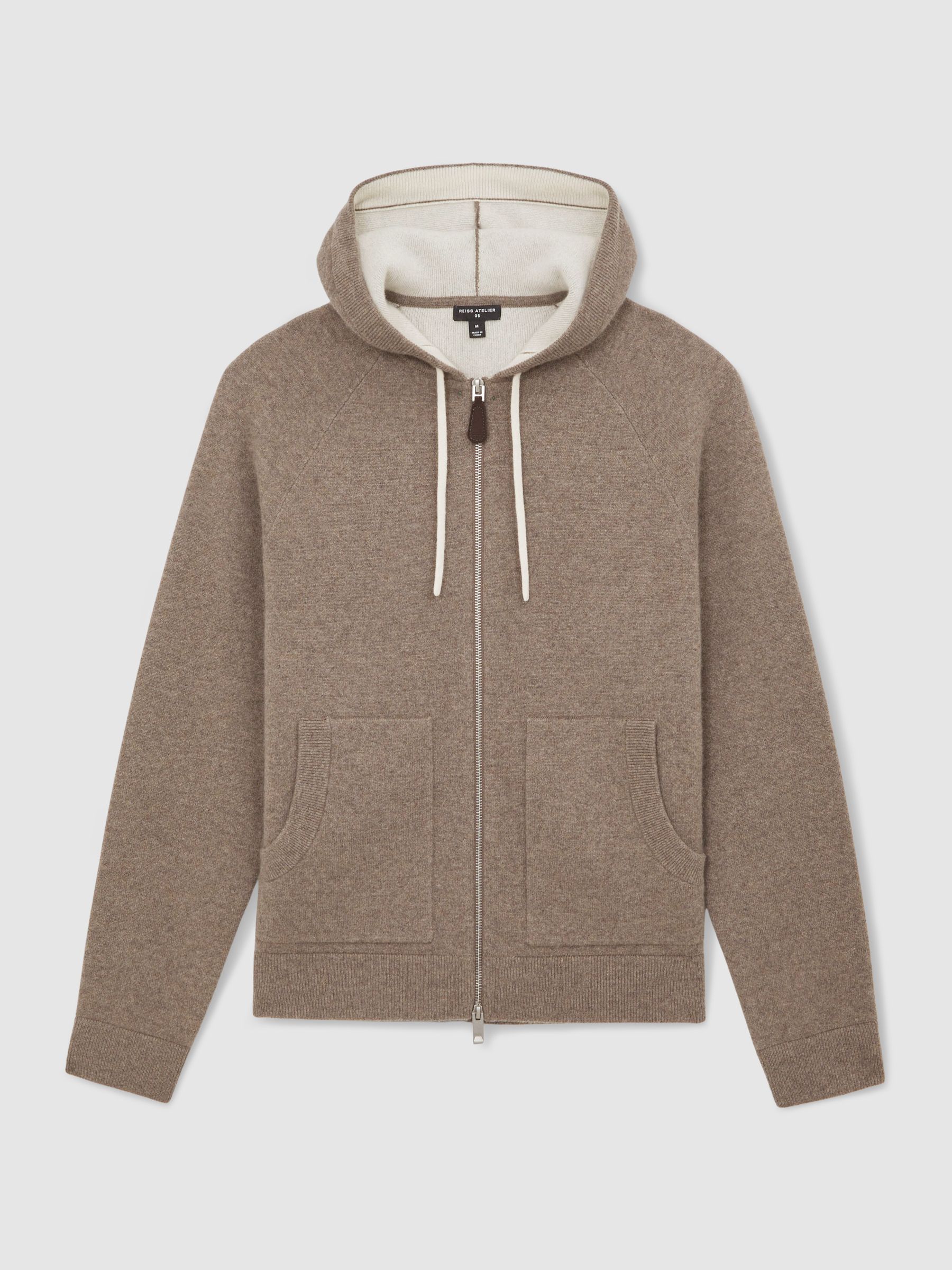 Atelier Cashmere-Blend Zip Hoodie in Mouse Brown Melange - Image 2 of 7