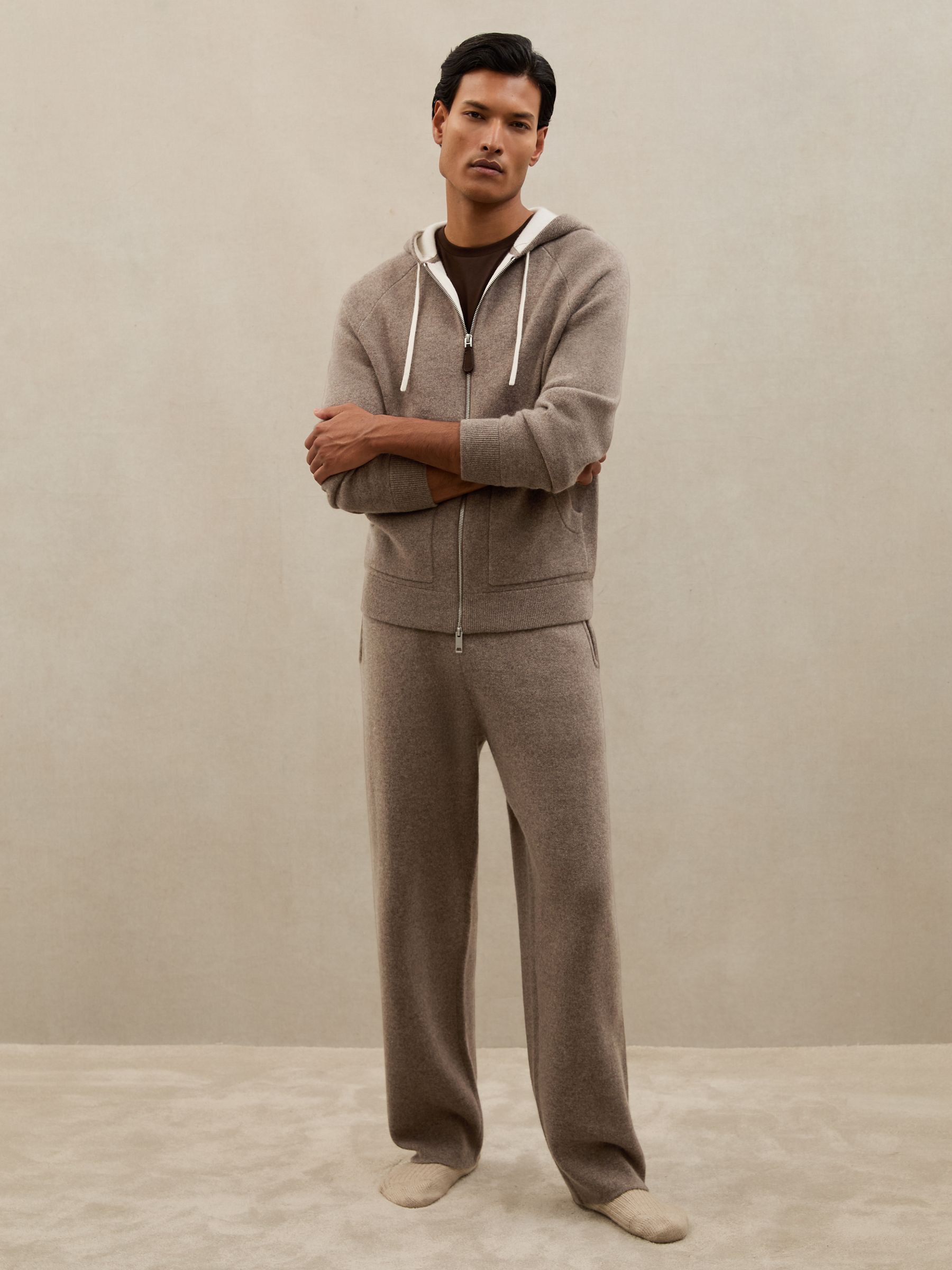 Atelier Cashmere-Blend Zip Hoodie in Mouse Brown Melange - Image 3 of 7