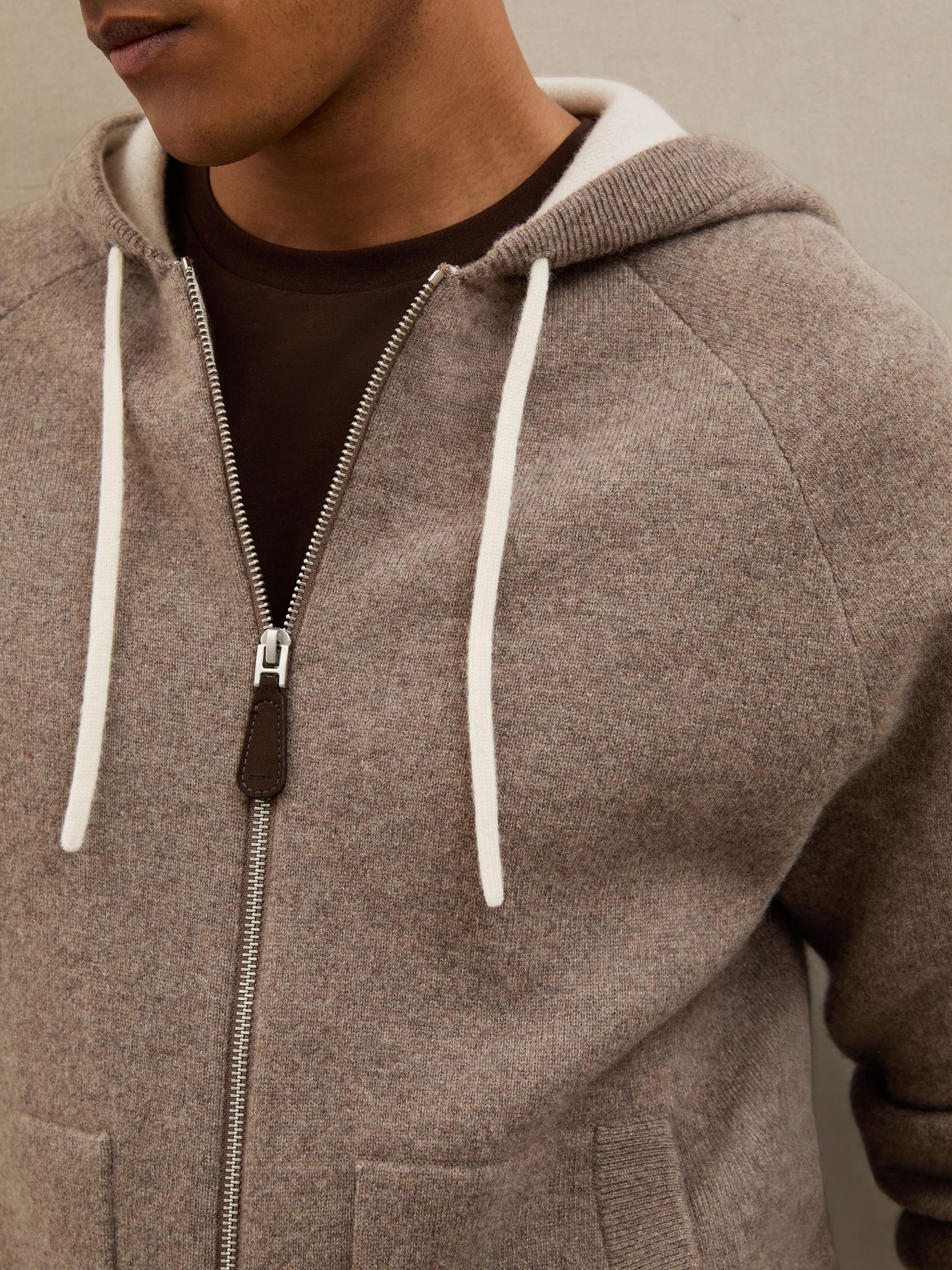 Atelier Cashmere-Blend Zip Hoodie in Mouse Brown Melange - Image 4 of 7