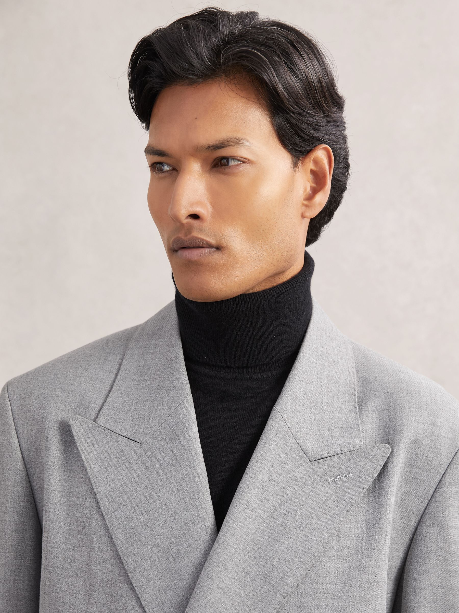 Double-Breasted Relaxed-Fit Overcoat in Grey - Image 4 of 7