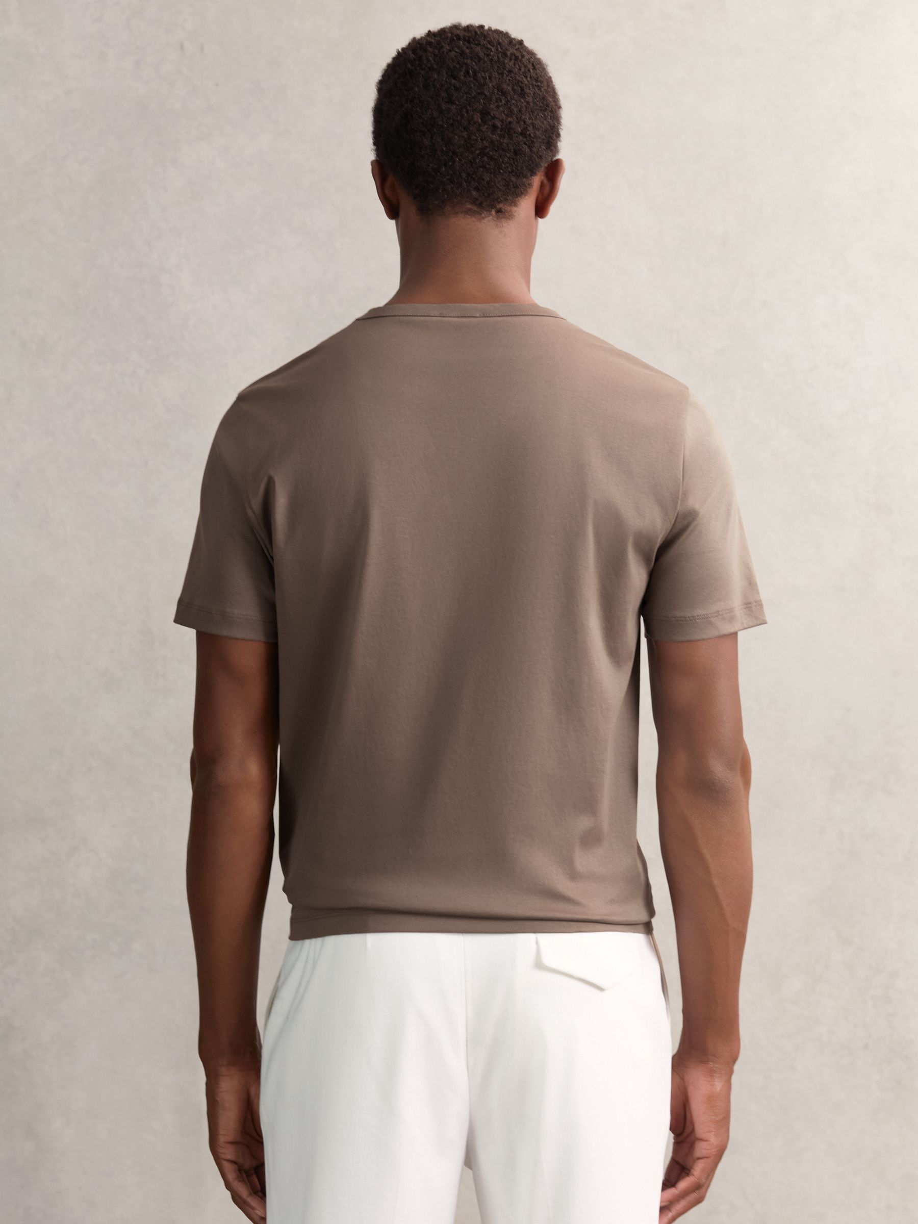 Airwater-Cotton Crew-Neck T-Shirt in Taupe Brown - Image 5 of 6