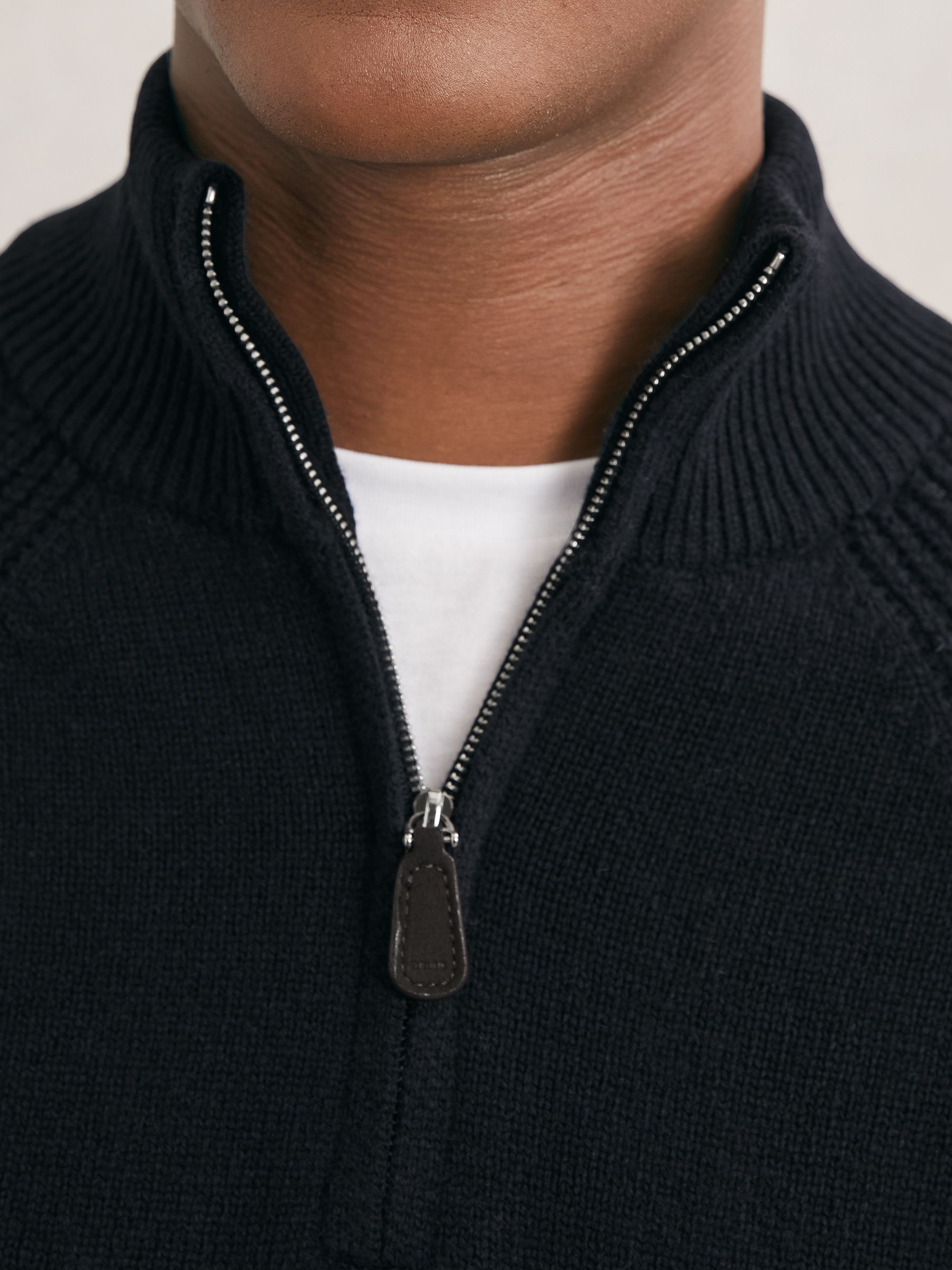 Wool And Cashmere Half-Zip Jumper in Navy - Image 4 of 6