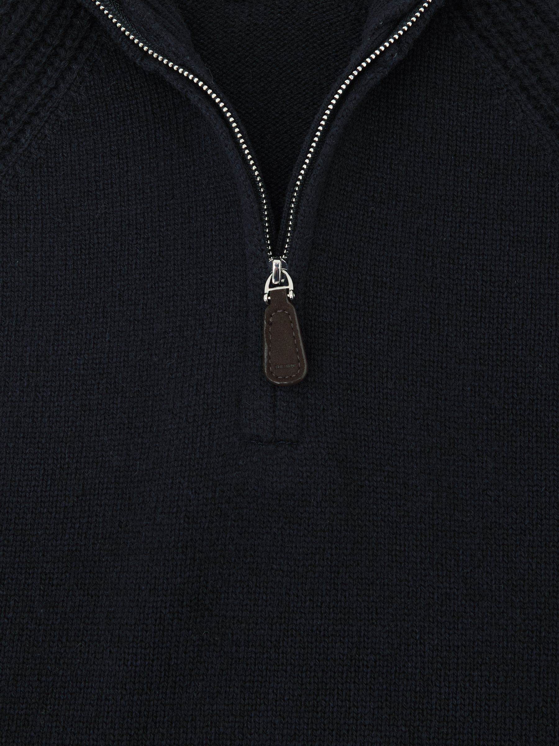 Wool And Cashmere Half-Zip Jumper in Navy - Image 6 of 6