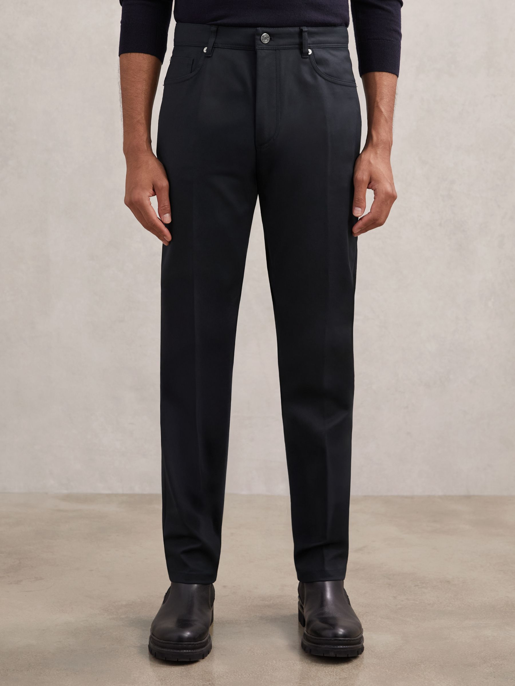 Slim-Fit Five-Pocket Trousers in Navy - image 4