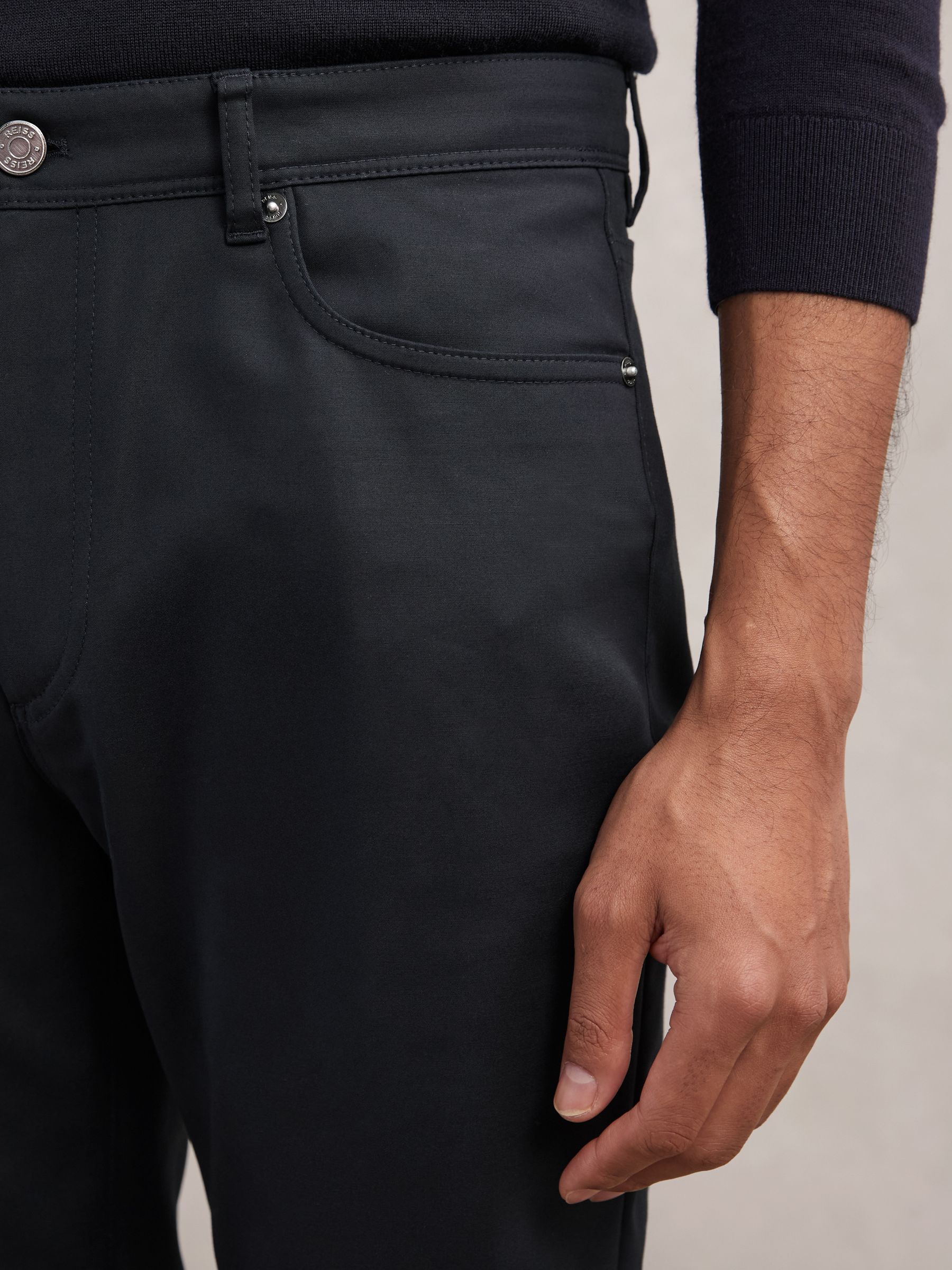 Slim-Fit Five-Pocket Trousers in Navy - image 5