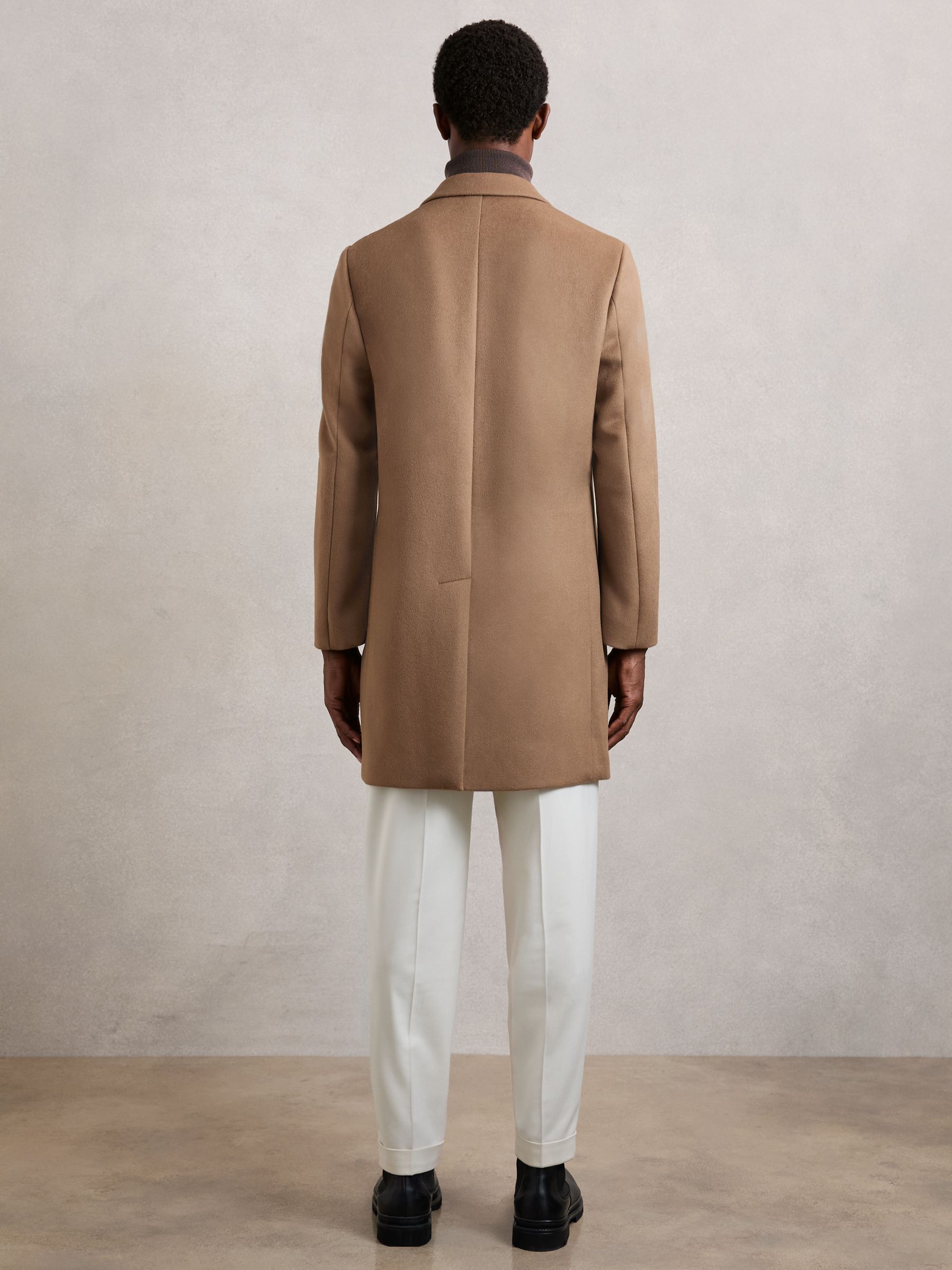 Wool-Blend Single-Breasted Overcoat in Light Brown - Image 6 of 7