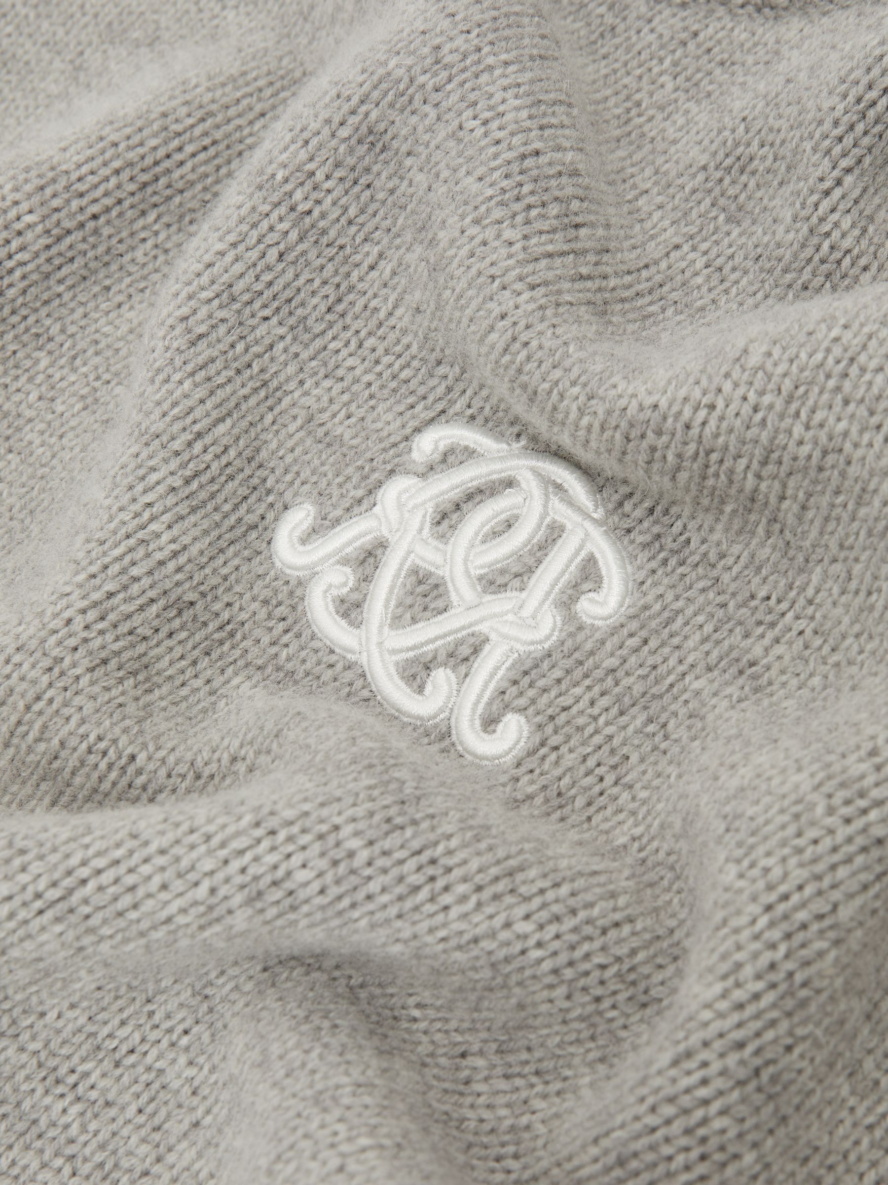Monogram Embroidered Wool Jumper in Grey Melange - Image 7 of 7