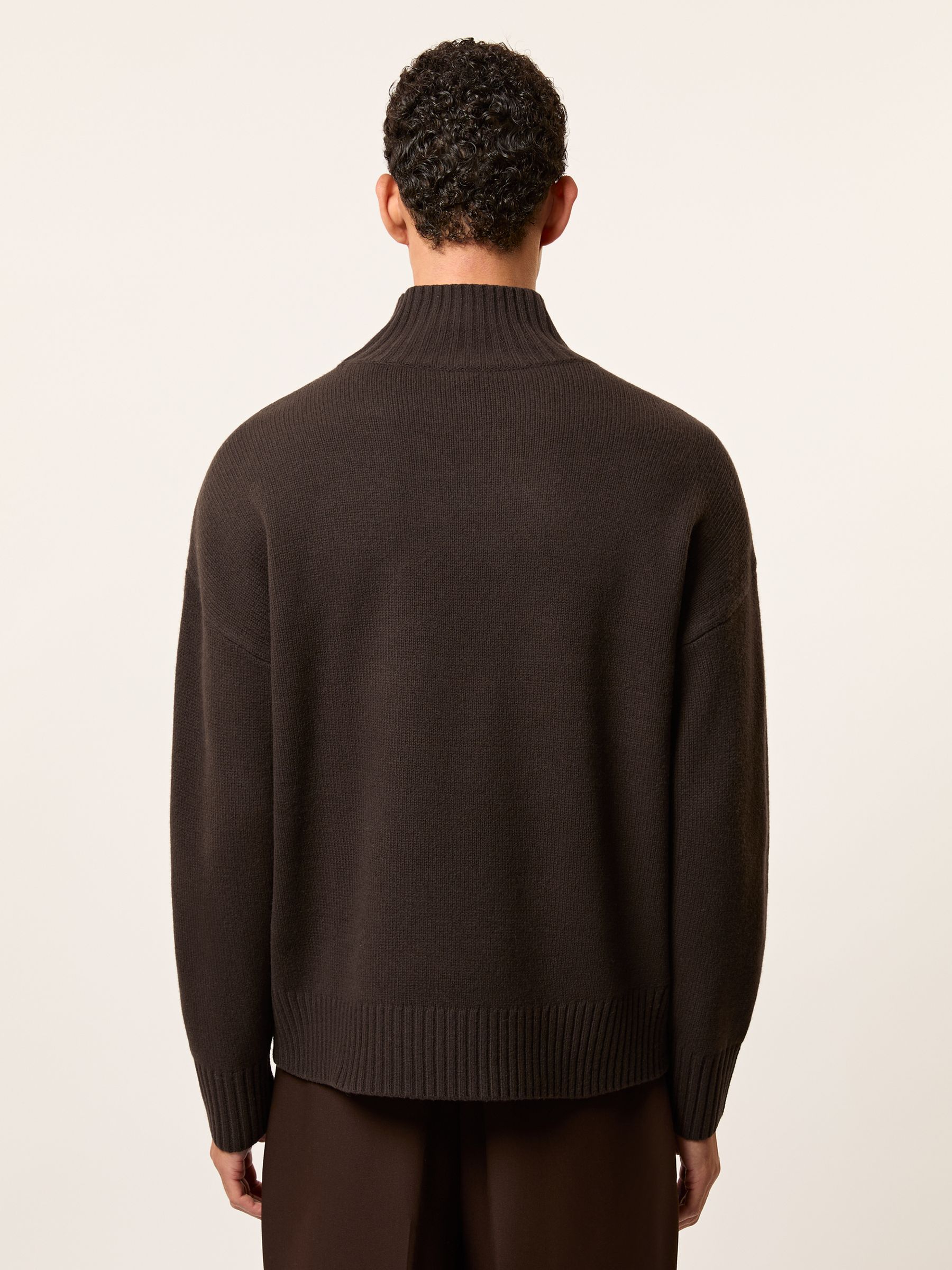 Monogram Wool Funnel-Neck Jumper in Dark Brown - Image 5 of 7