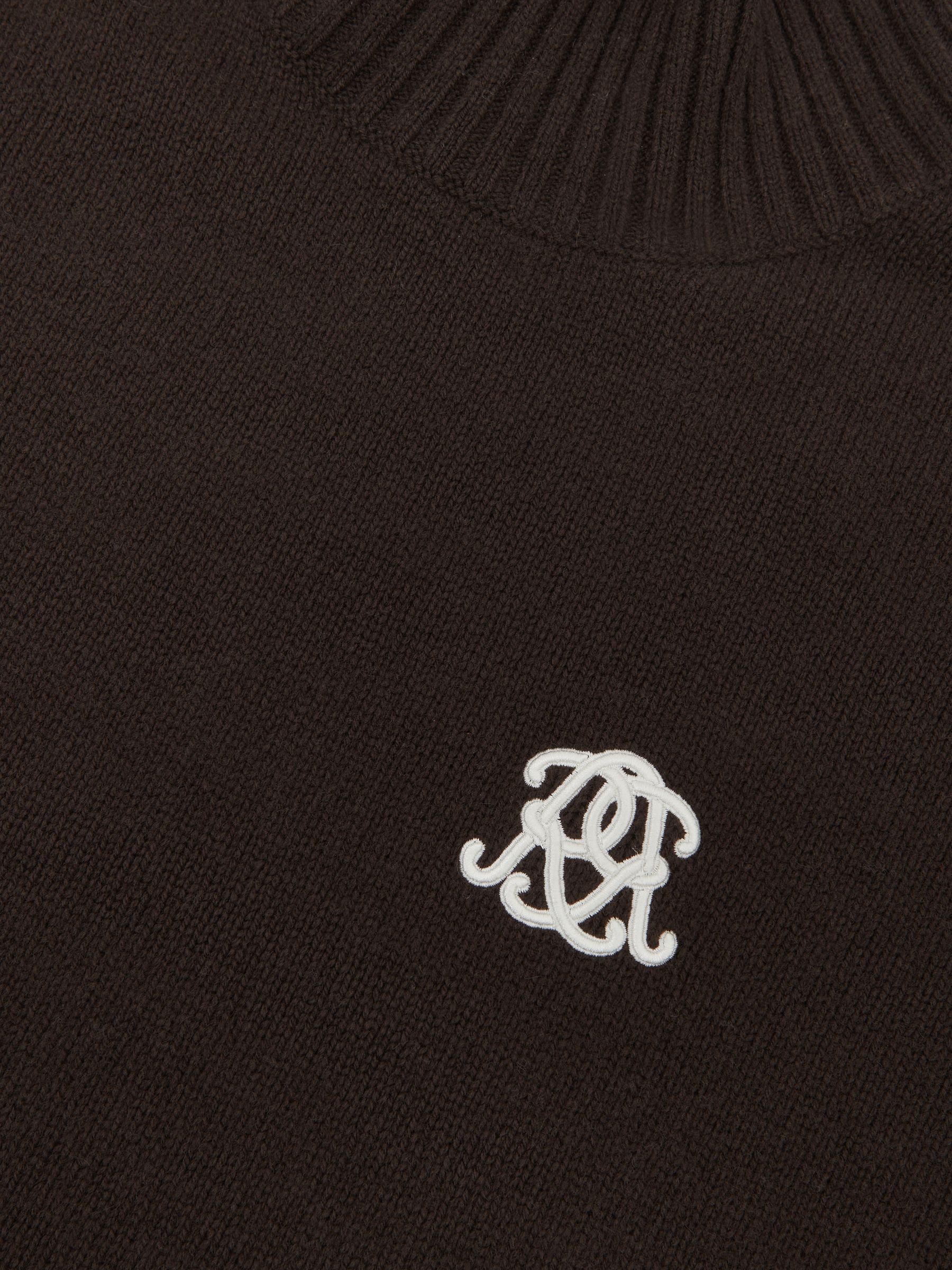 Monogram Wool Funnel-Neck Jumper in Dark Brown - Image 7 of 7