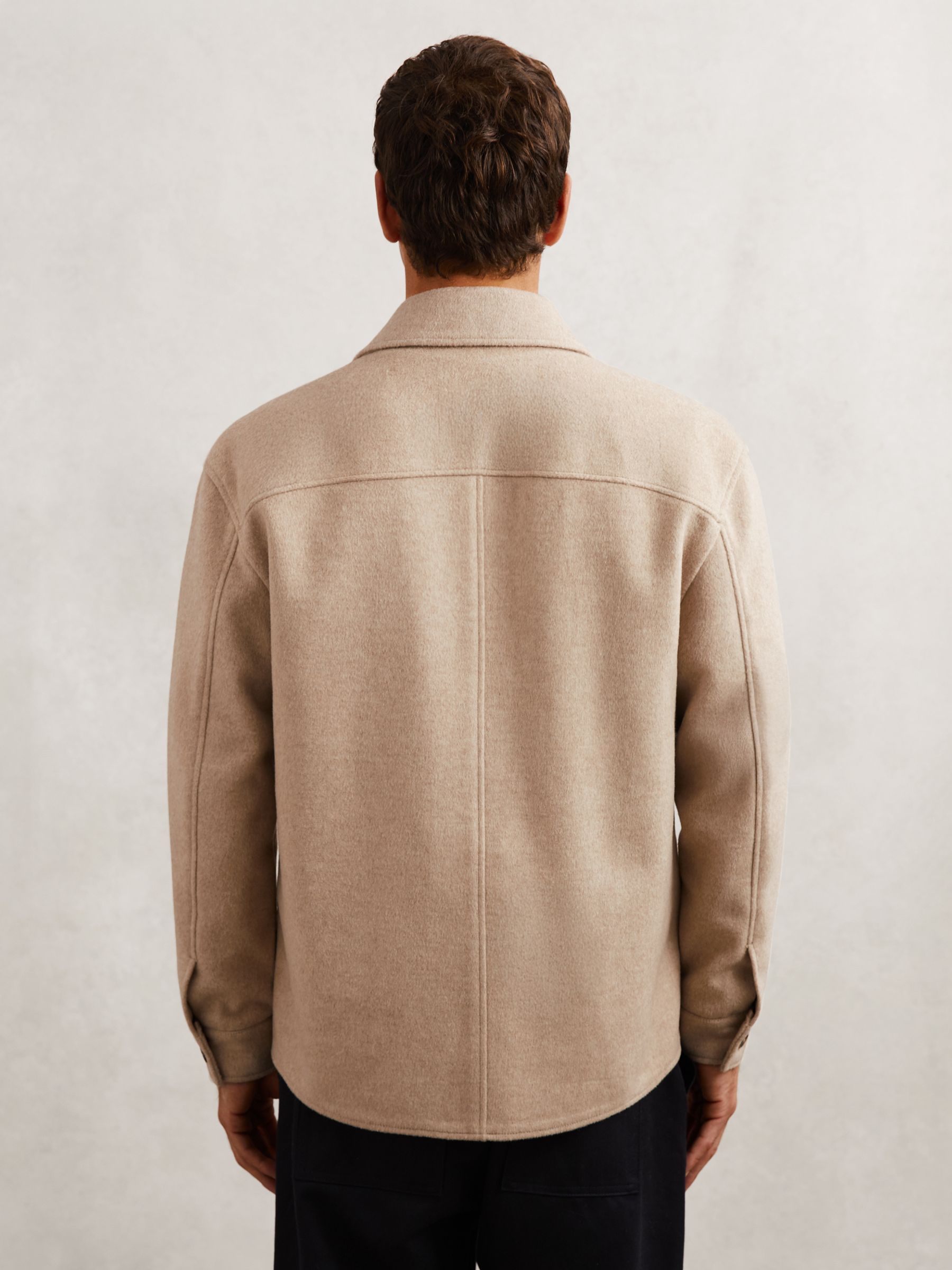 Wool-Blend Twin-Pocket Overshirt in Oatmeal Brown - Image 6 of 7