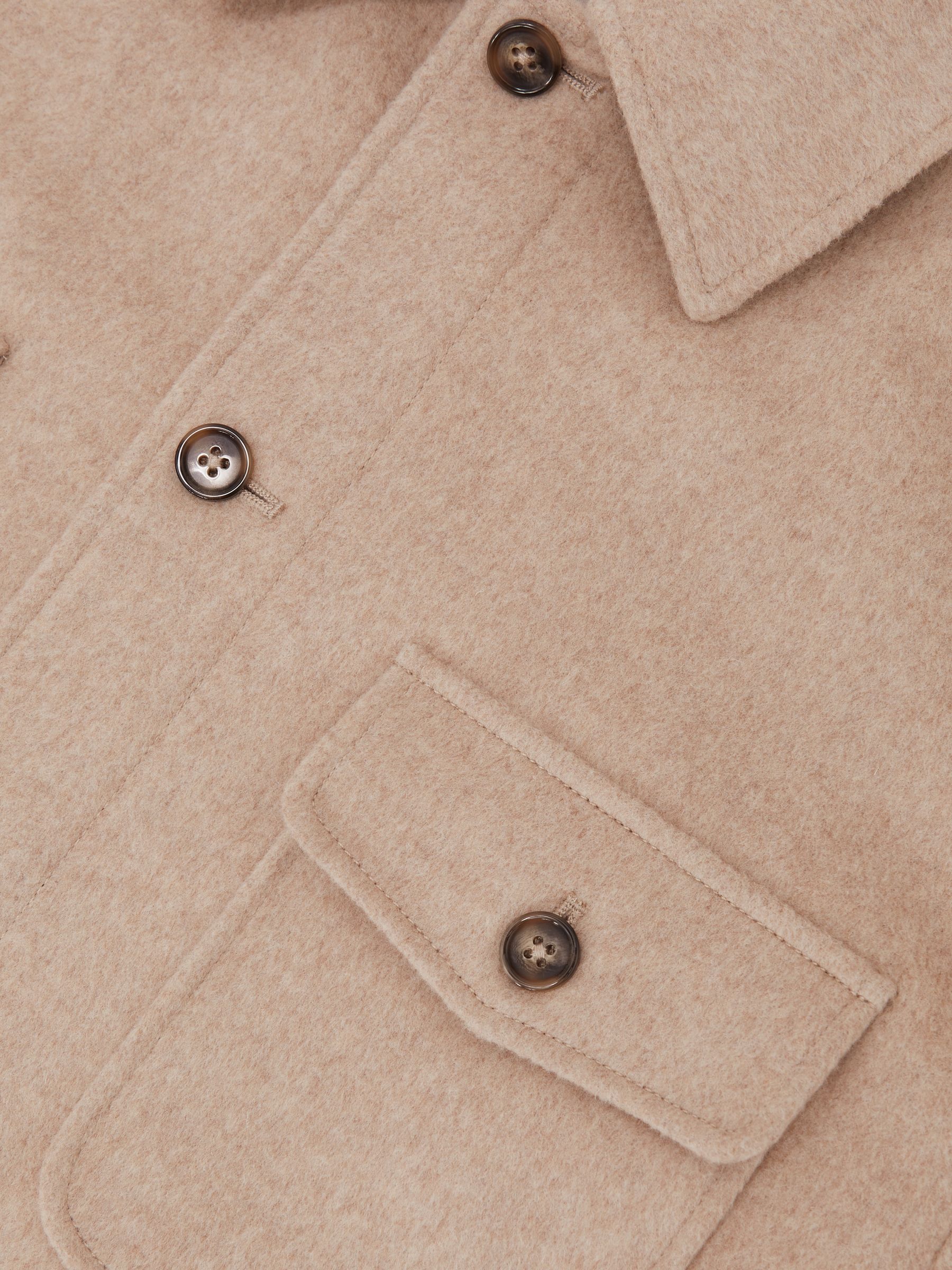 Wool-Blend Twin-Pocket Overshirt in Oatmeal Brown - Image 7 of 7