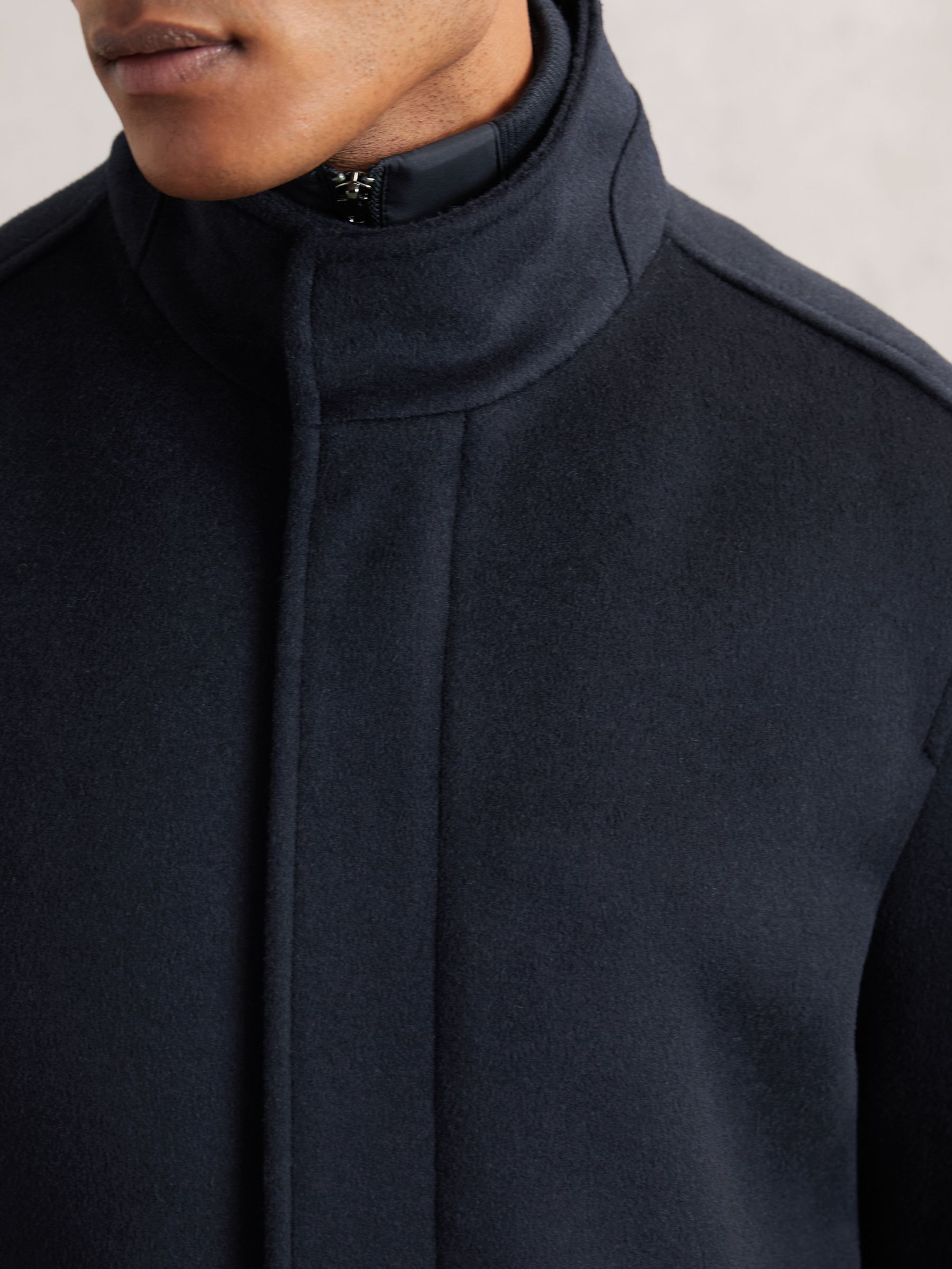 Wool-Blend Gilet-Insert Coat in Navy - Image 3 of 8
