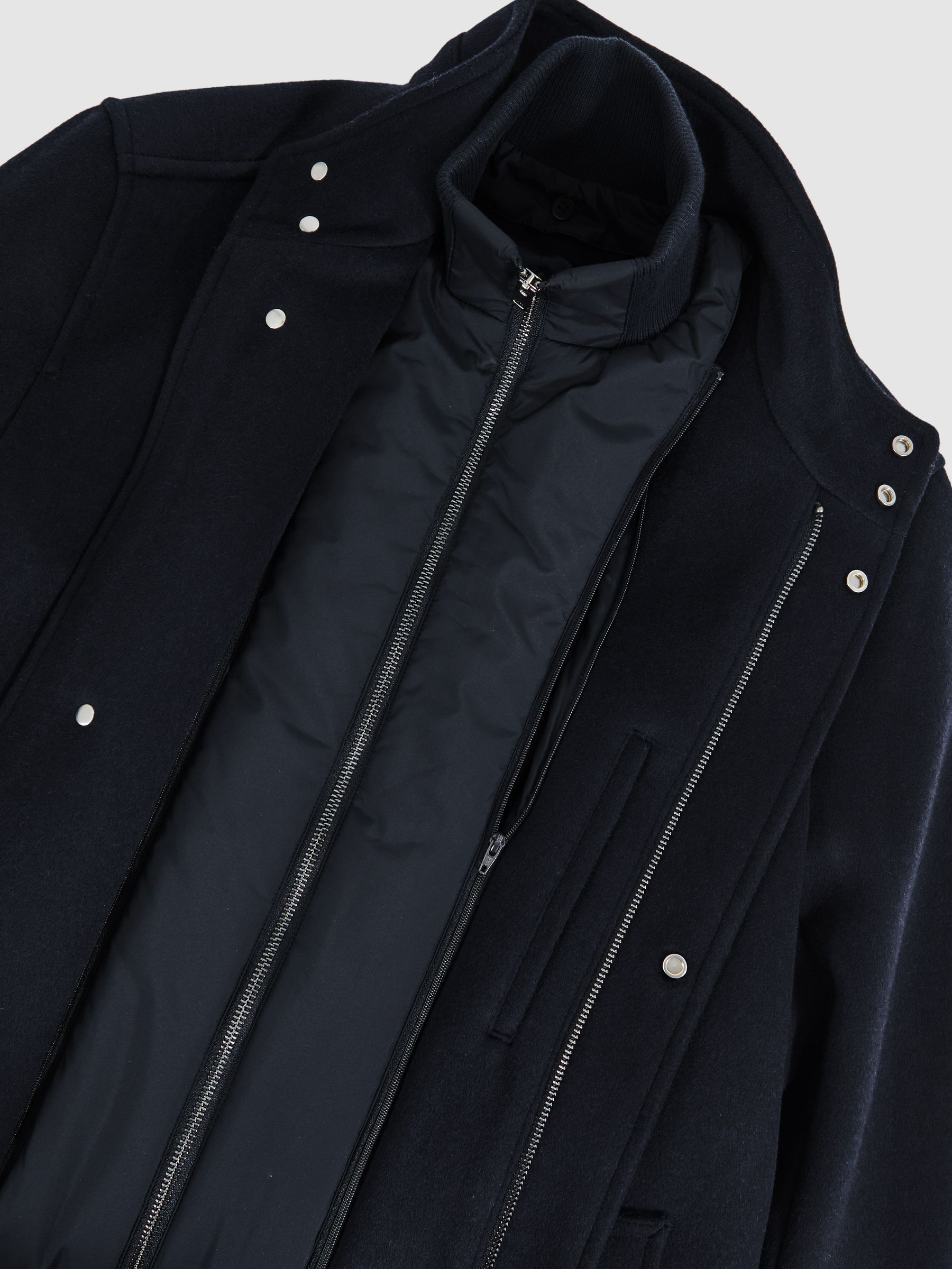 Wool-Blend Gilet-Insert Coat in Navy - image 2
