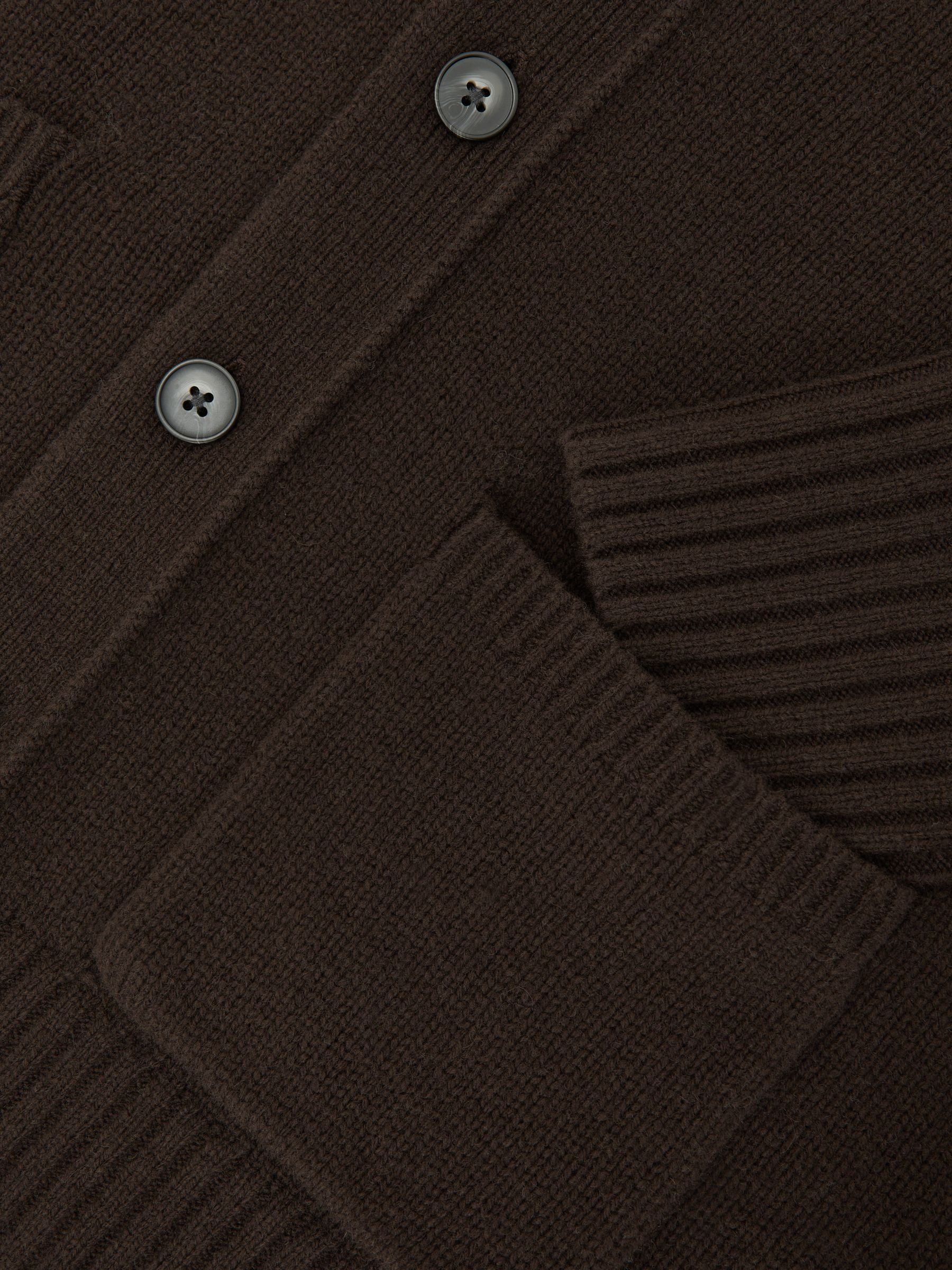 Monogram Embroidered Wool Cardigan in Brown - Image 7 of 7