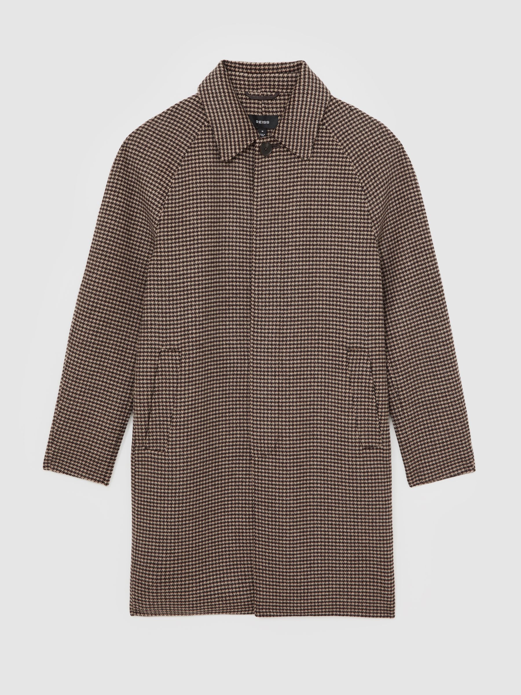 Wool-Blend Dogtooth-Check Overcoat in Brown - Image 2 of 6