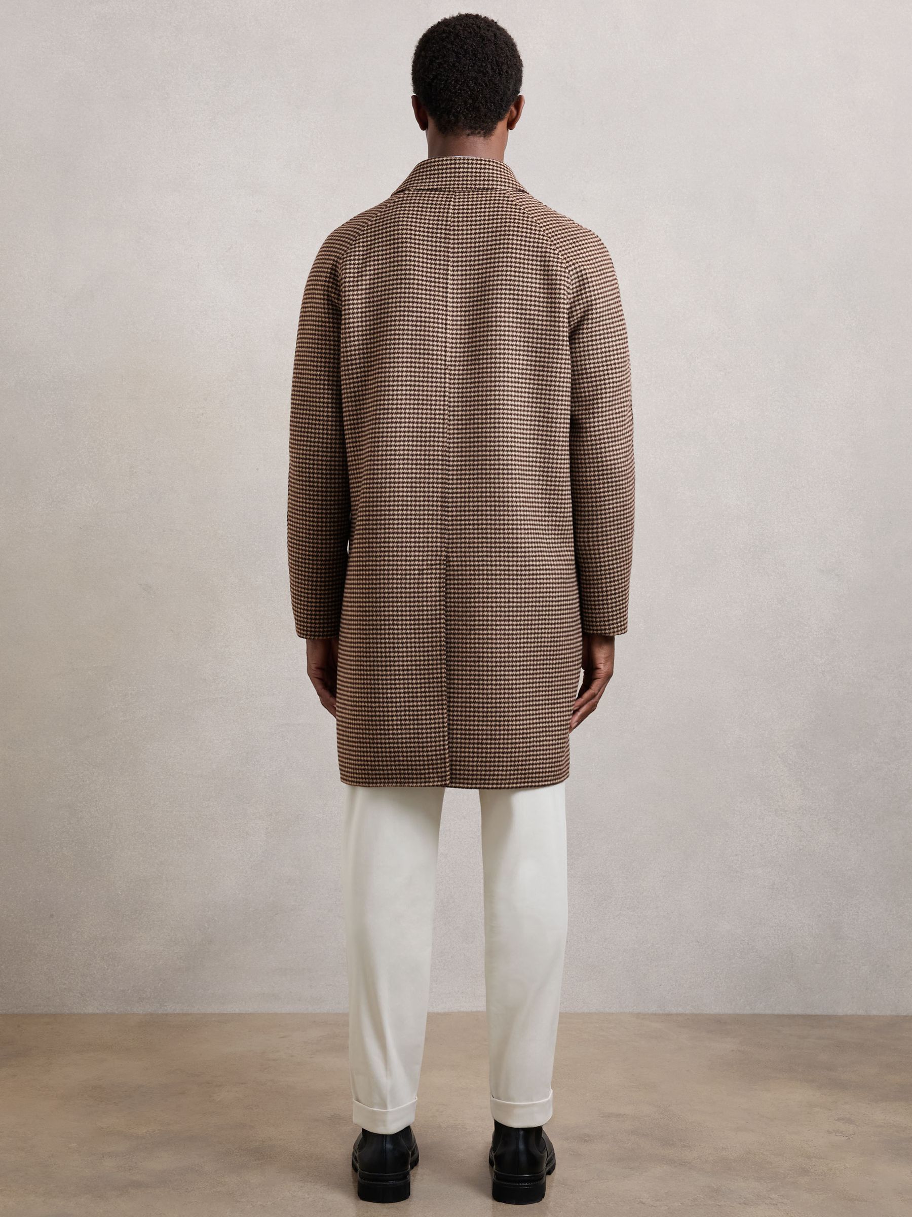Wool-Blend Dogtooth-Check Overcoat in Brown - image 4
