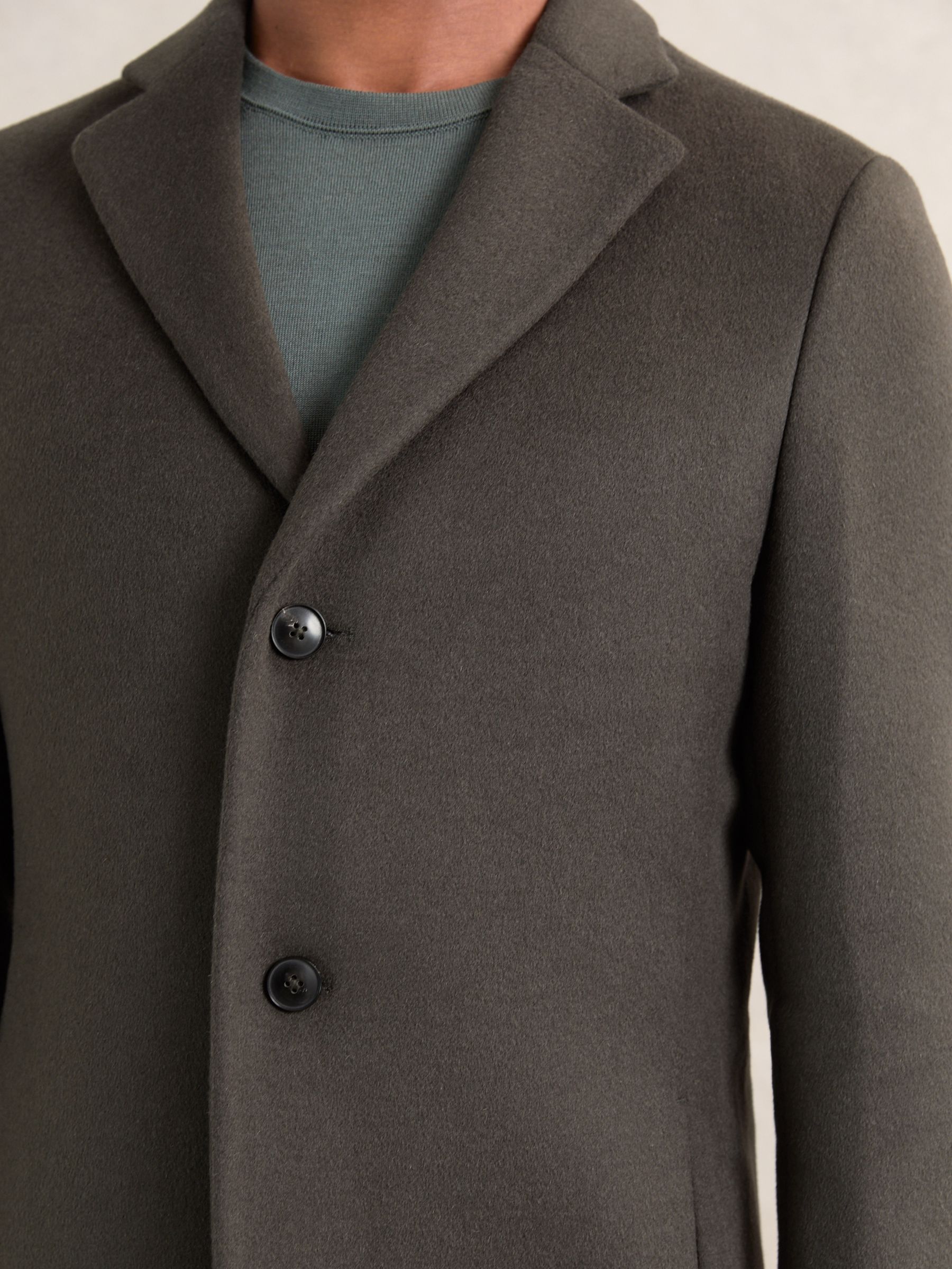 Wool-Blend Single-Breasted Overcoat in Dark Khaki Green - Image 4 of 6