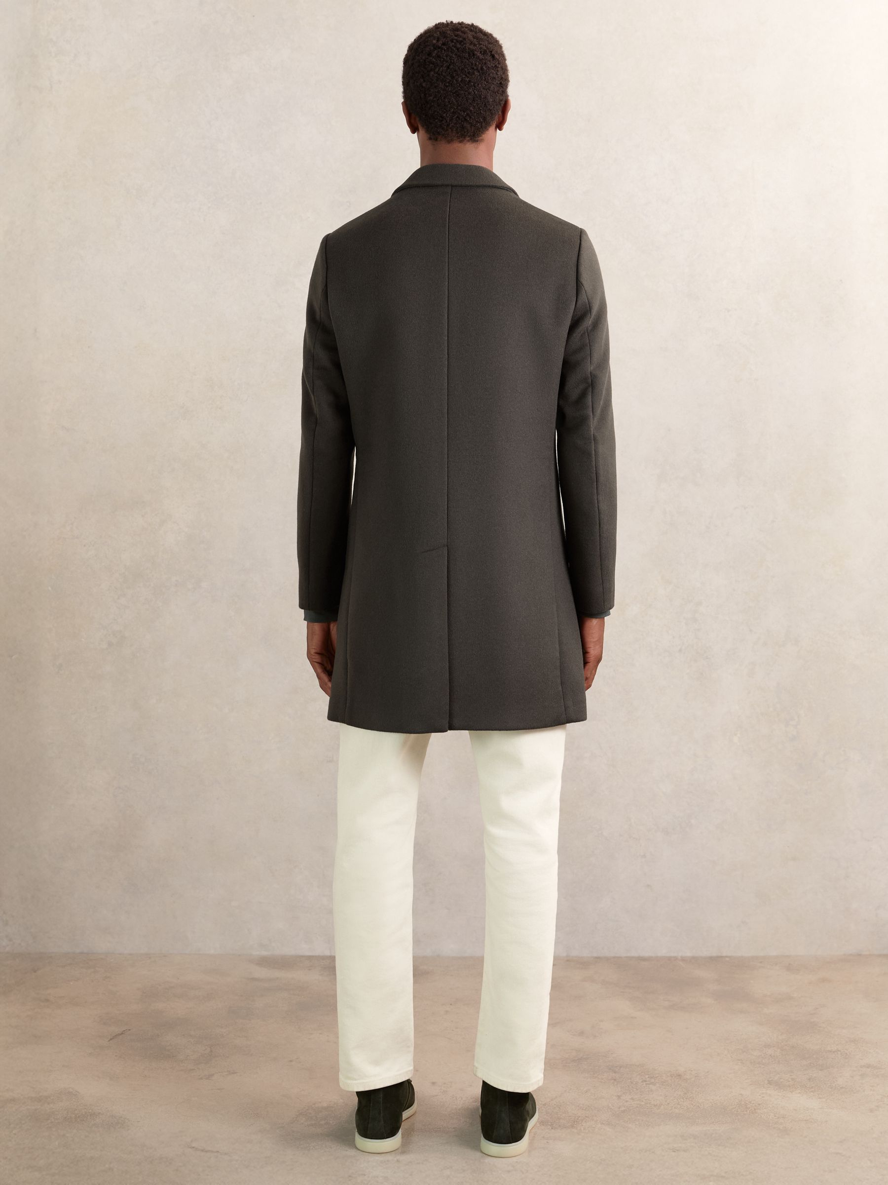Wool-Blend Single-Breasted Overcoat in Dark Khaki Green - Image 5 of 6